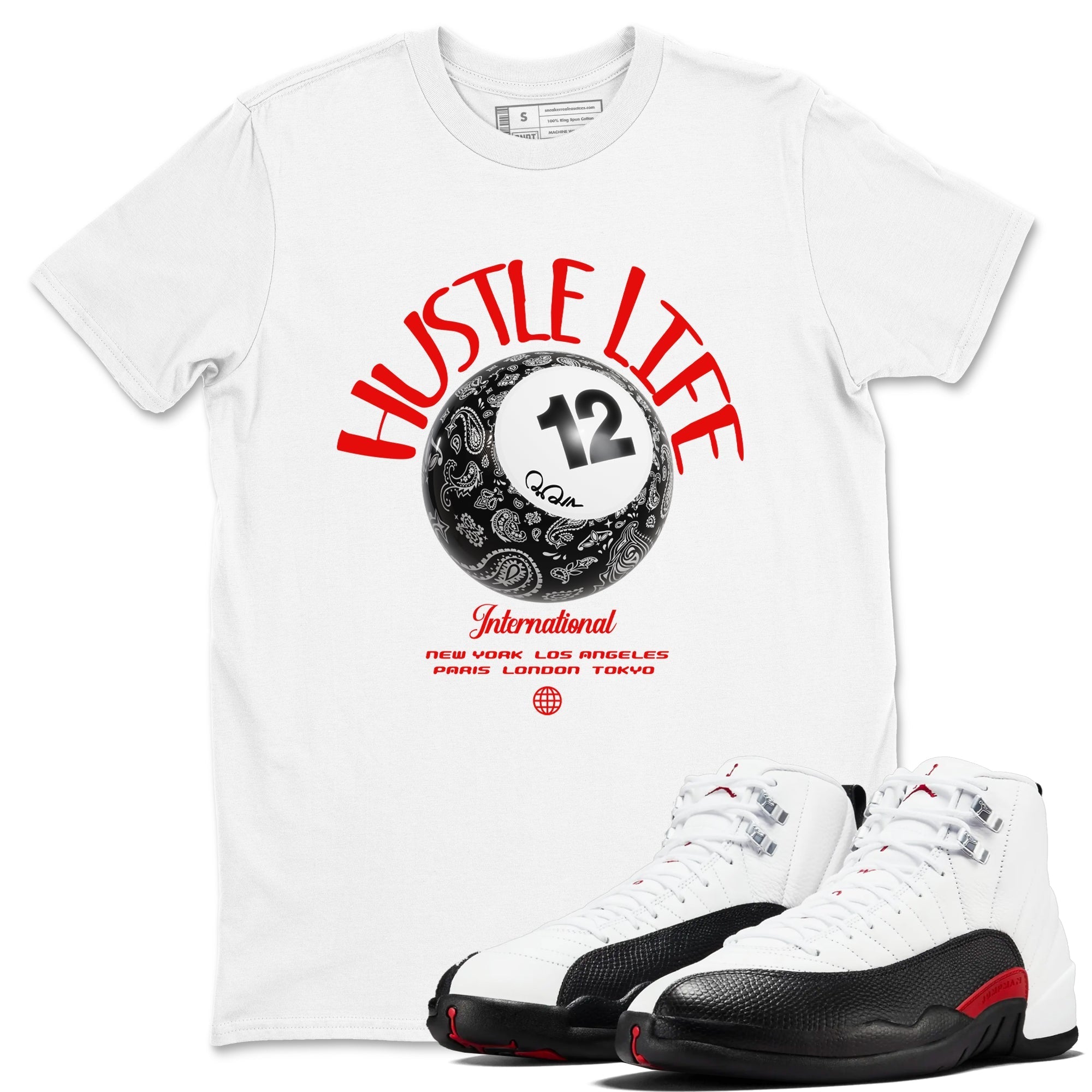 Hustle Life snkmatch Tees - Air Jordan 12 Taxi Flip