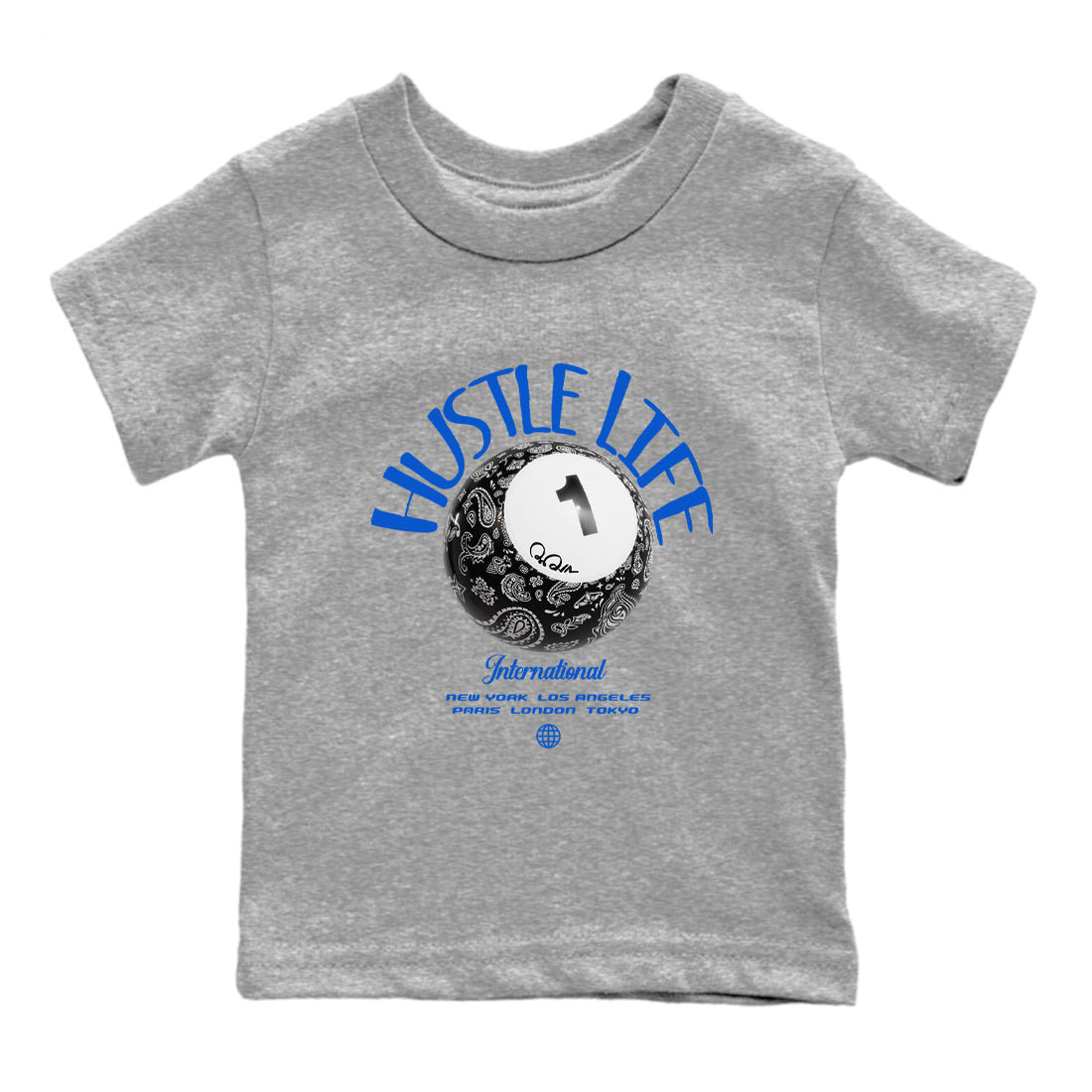Hustle Life snkmatch Tee Kids - Air Jordan 1Royal Reimagined