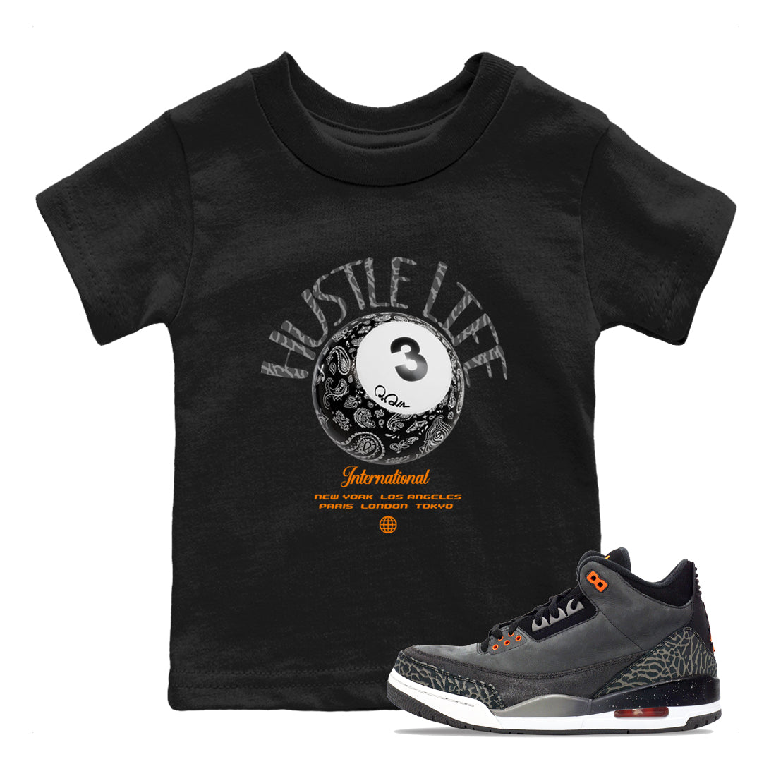 Hustle Life snkmatch Tee Kids - Air Jordan 3 Fear