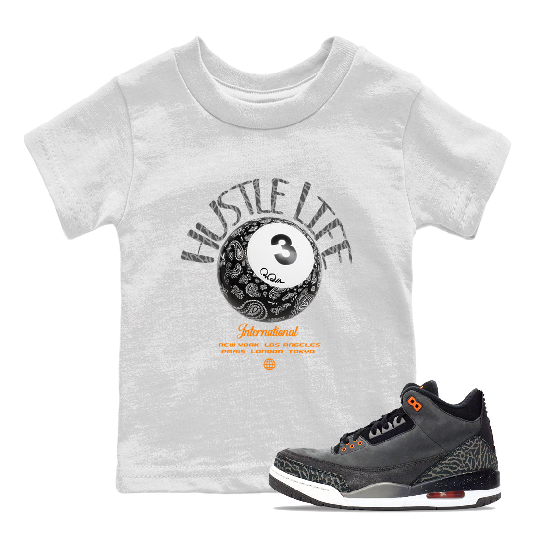 Hustle Life snkmatch Tee Kids - Air Jordan 3 Fear
