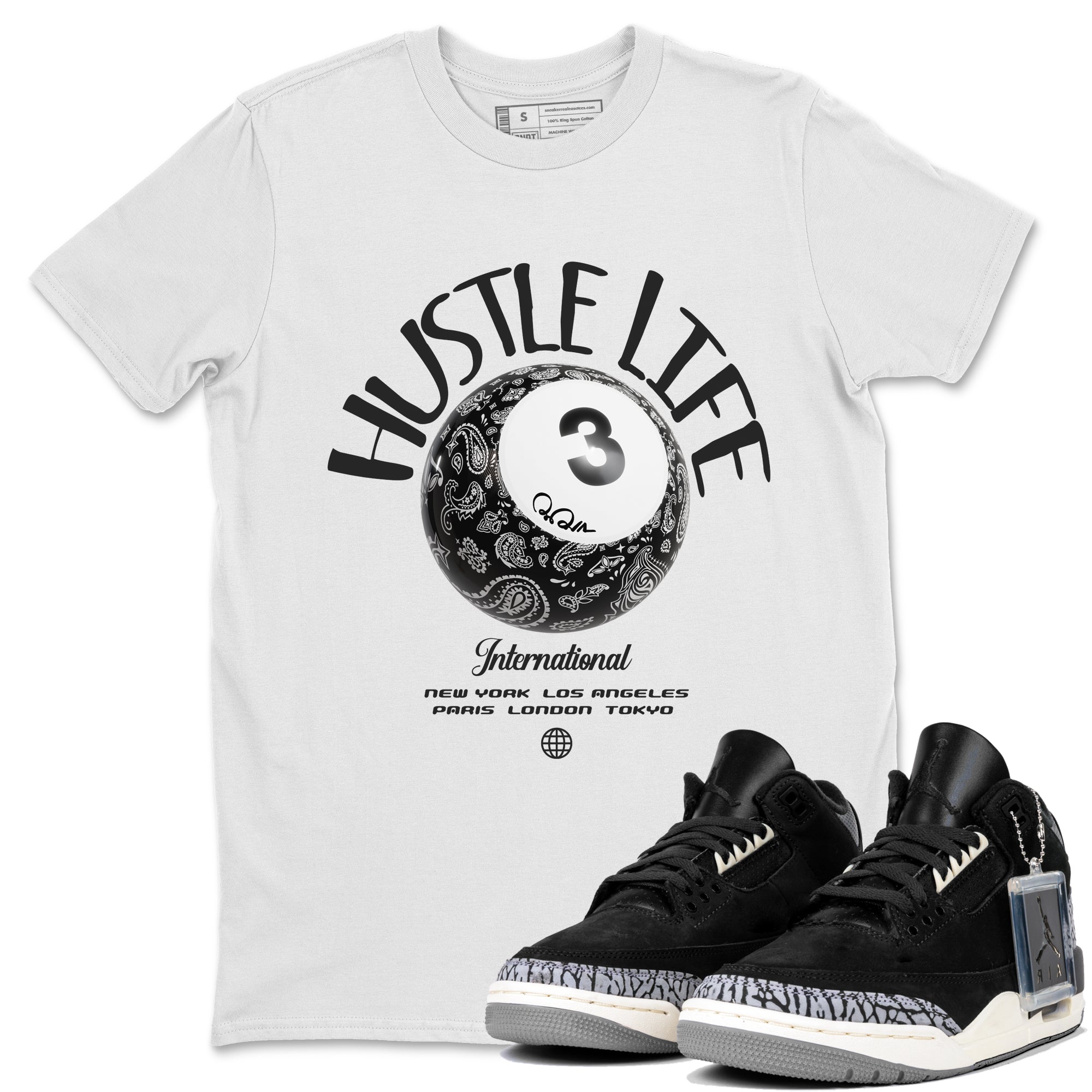Hustle Life snkmatch Tee - Air Jordan 3 Off Noir