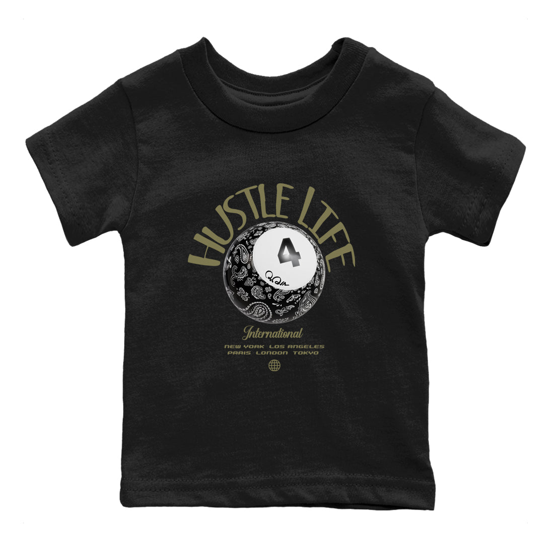 Hustle Life snkmatch Tee Kids - Air Jordan 4 Medium Olive
