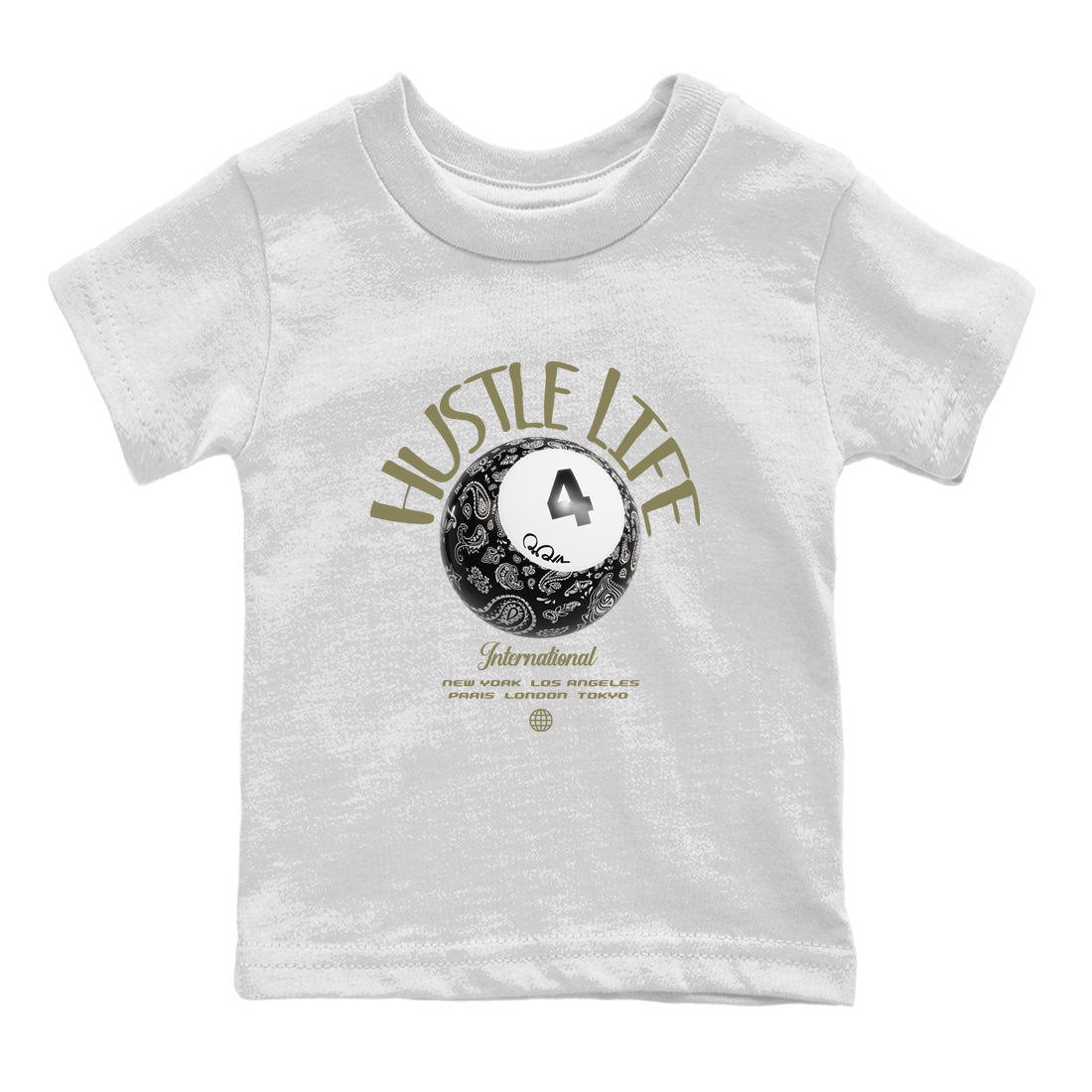 Hustle Life snkmatch Tee Kids - Air Jordan 4 Medium Olive