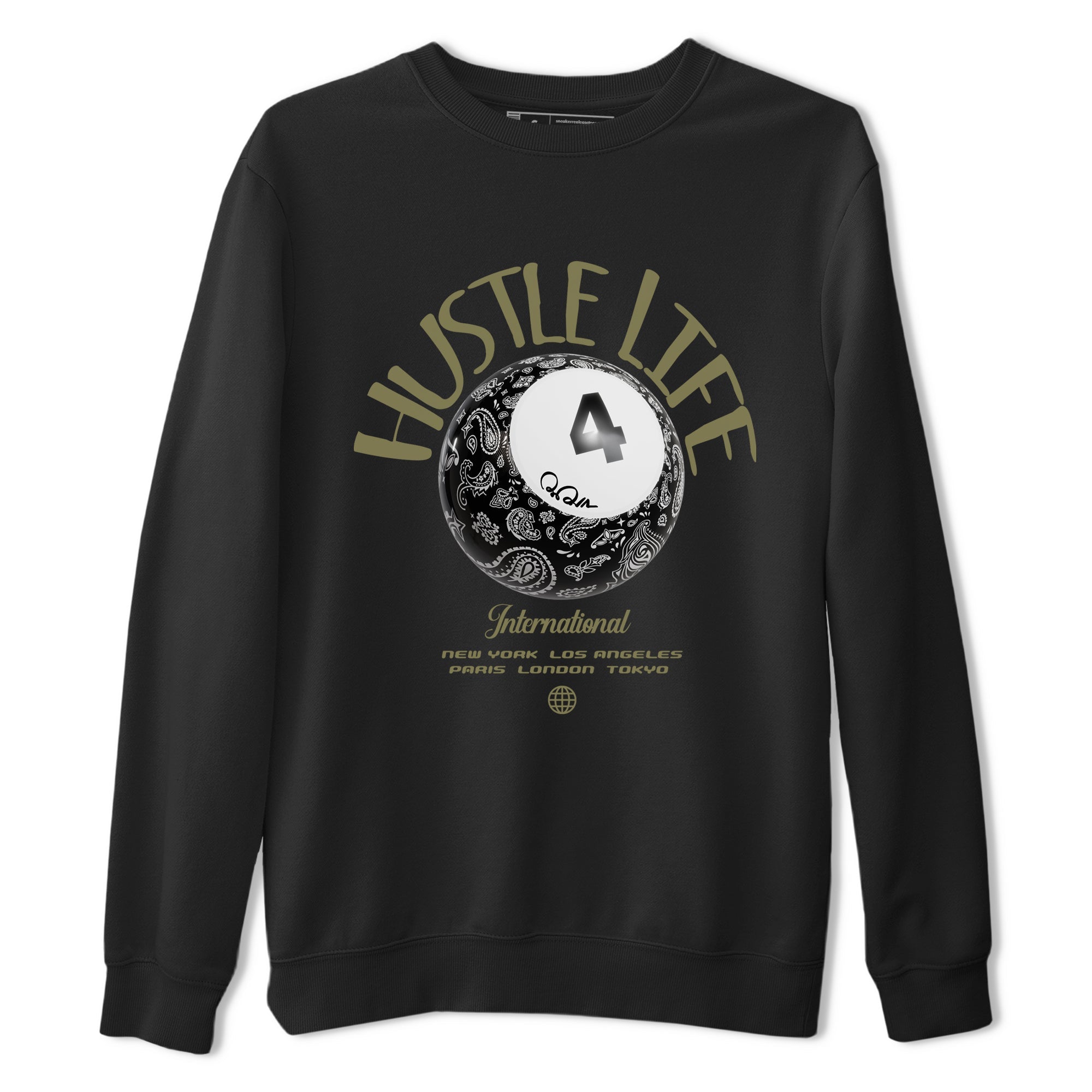 Hustle Life snkmatch Tee - Air Jordan 4 Medium Olive