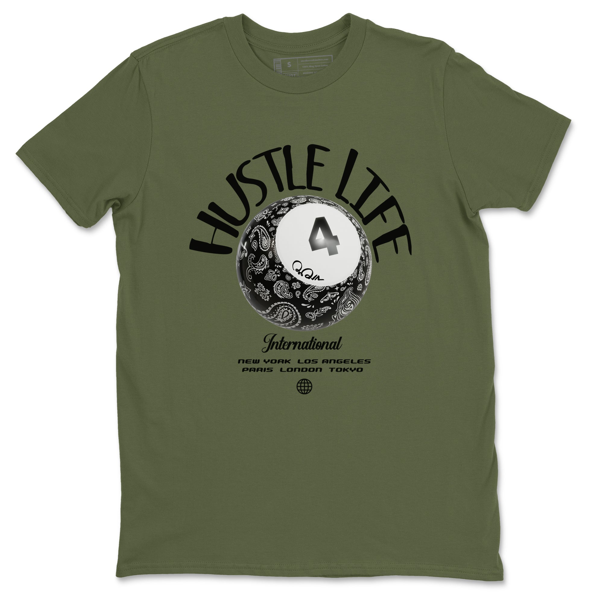 Hustle Life snkmatch Tee - Air Jordan 4 Medium Olive