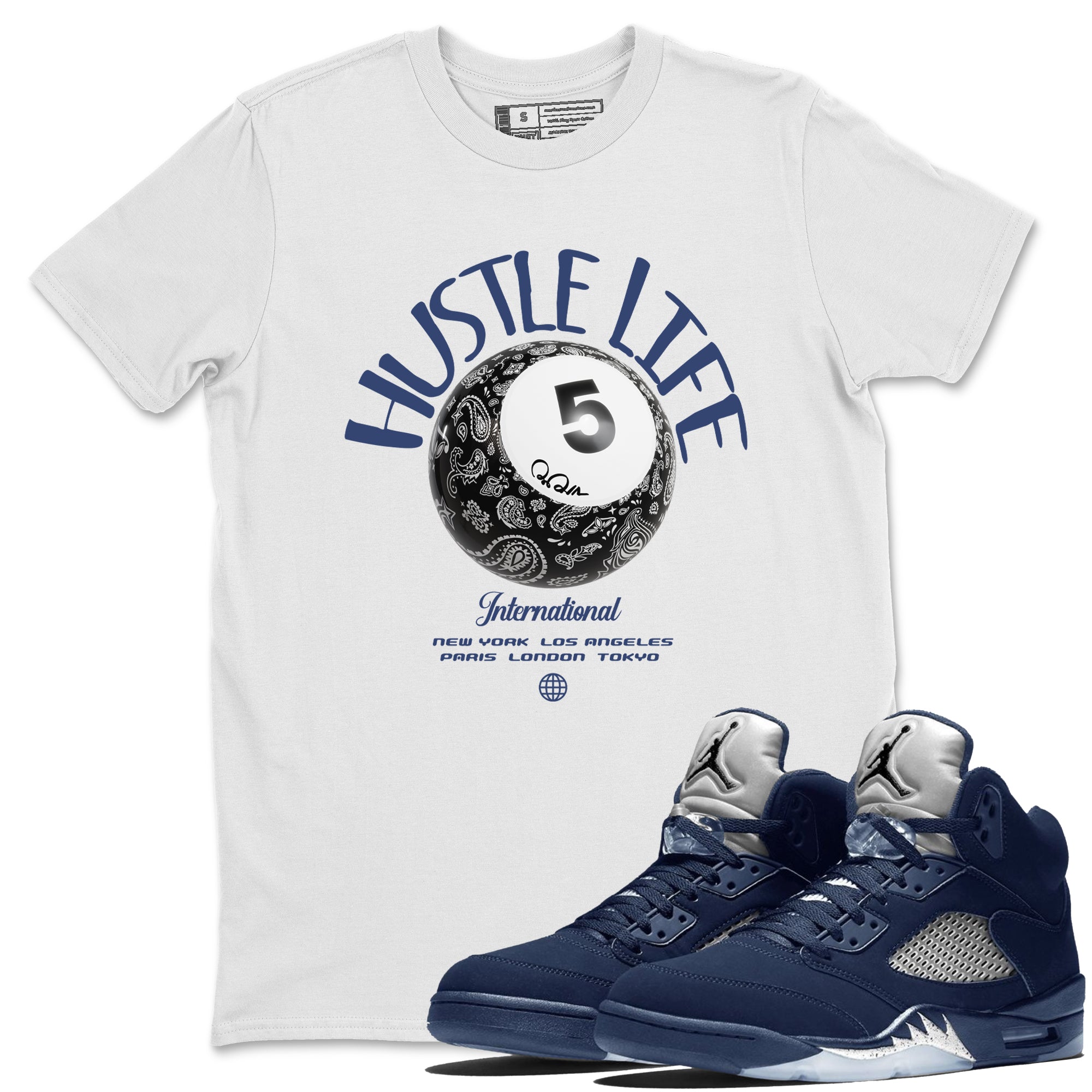 Hustle Life snkmatch Tee - Air Jordan 5 Georgetown