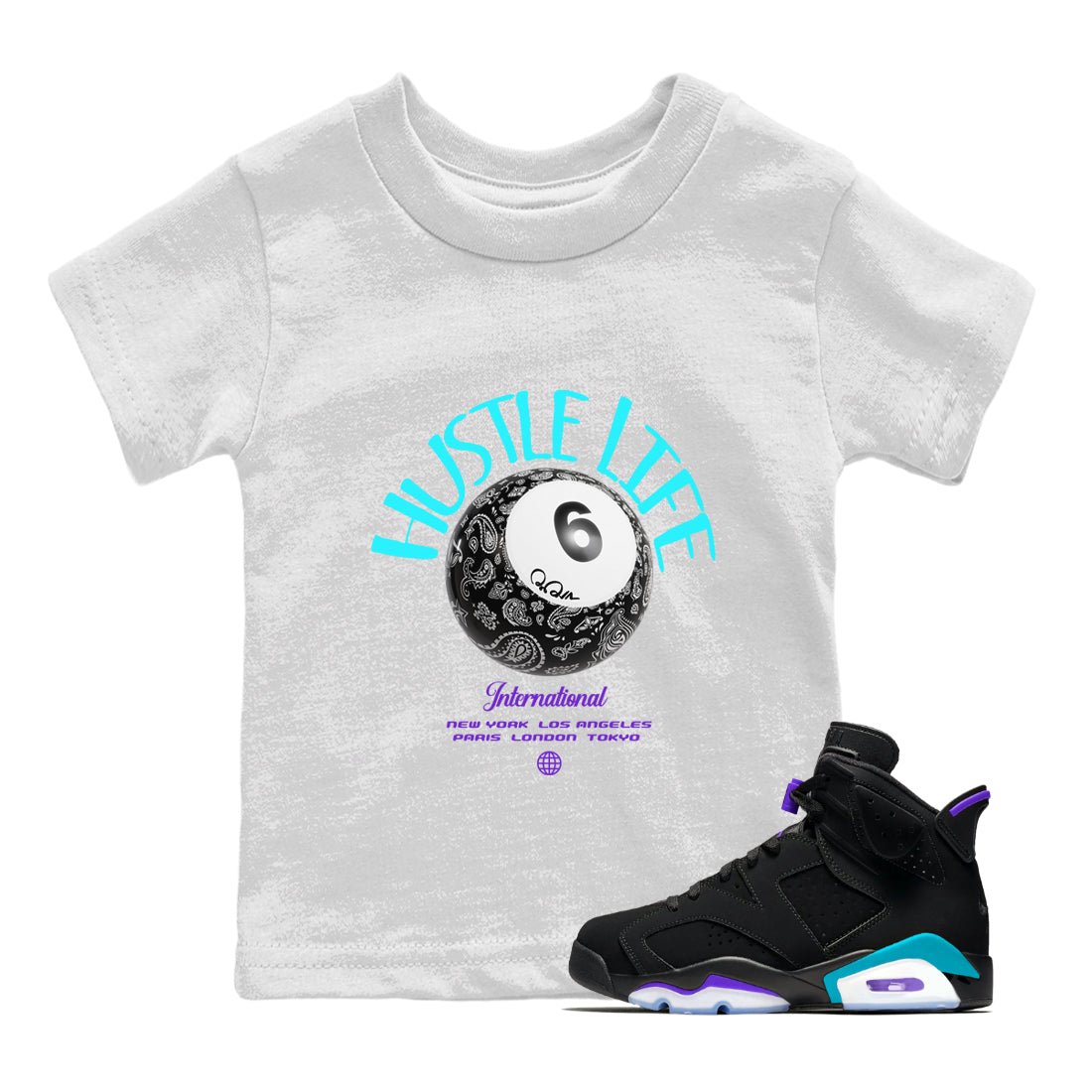 Hustle Life snkmatch Tee Kids - Air Jordan 6 Aqua