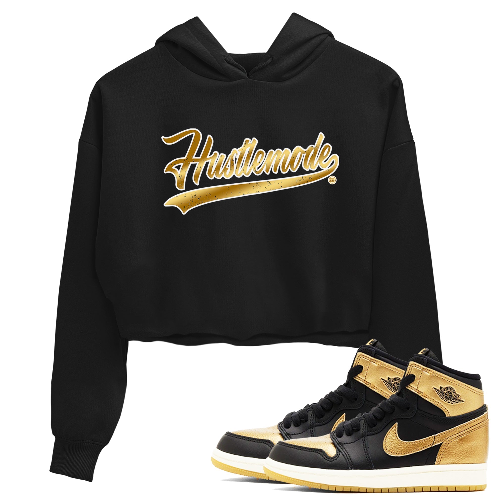 Hustle Mode snkmatch Women's Top - Air Jordan 1 Black Metallic Gold