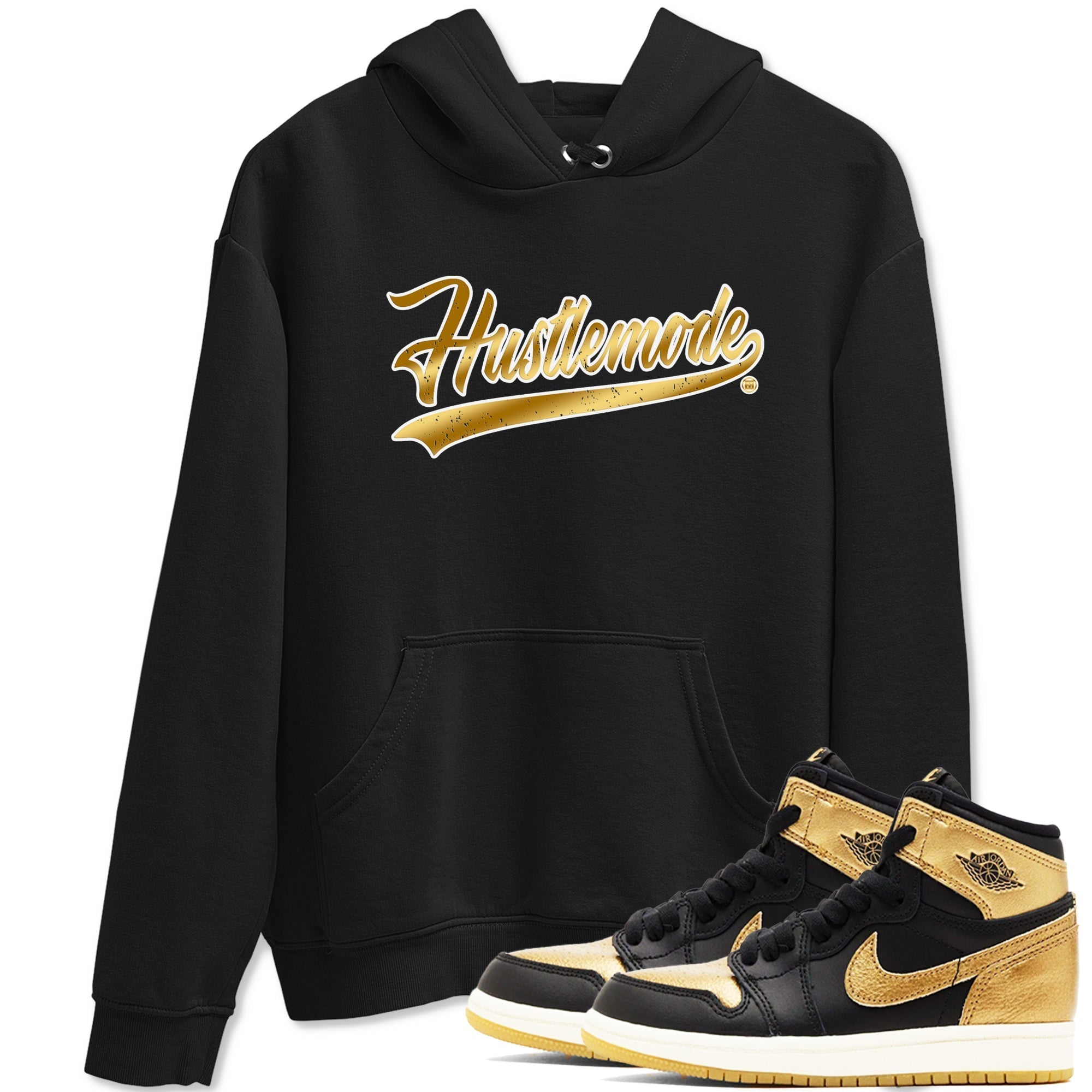 Hustle Mode snkmatch Tees - Air Jordan 1 Black Metallic Gold