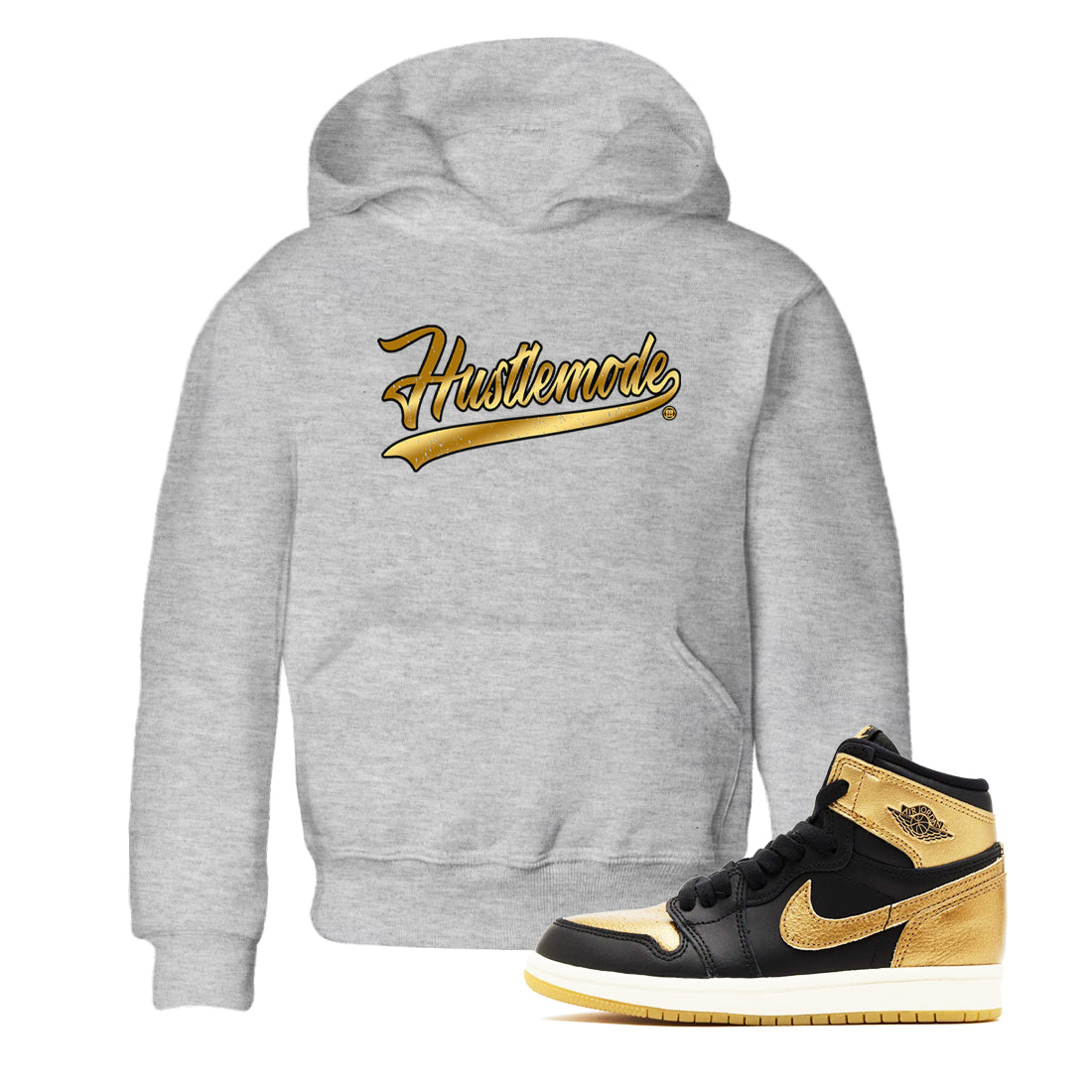 Hustle Mode snkmatch Tees Kids - Air Jordan 1 Black Metallic Gold