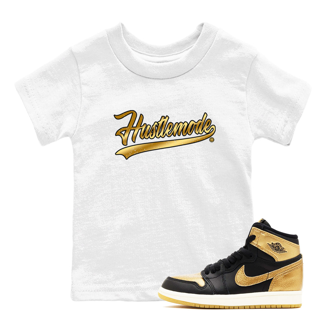Hustle Mode snkmatch Tees Kids - Air Jordan 1 Black Metallic Gold