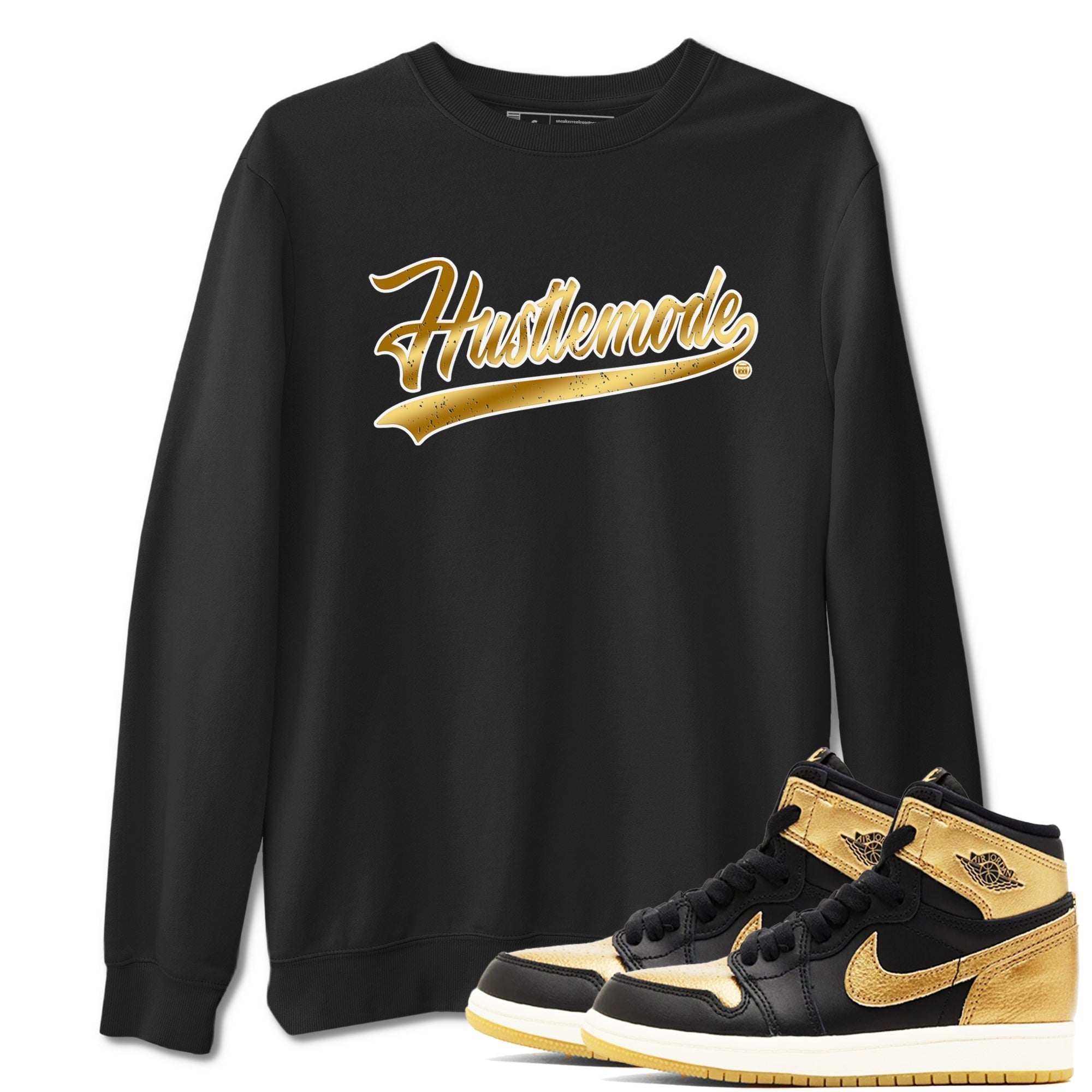 Hustle Mode snkmatch Tees - Air Jordan 1 Black Metallic Gold
