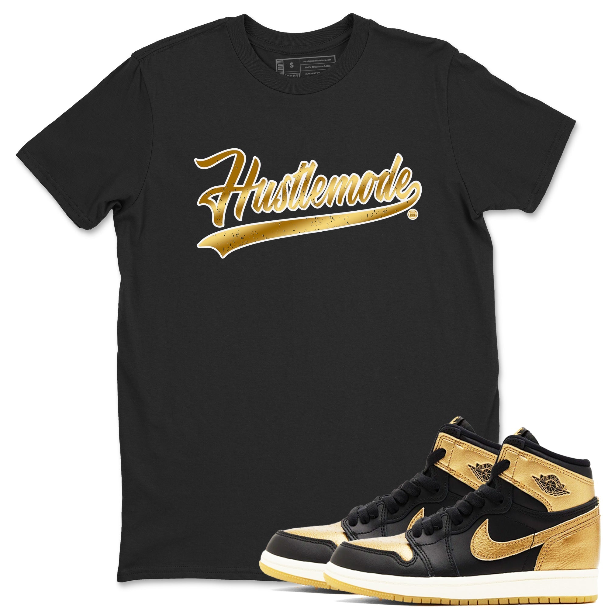 Hustle Mode snkmatch Tees - Air Jordan 1 Black Metallic Gold