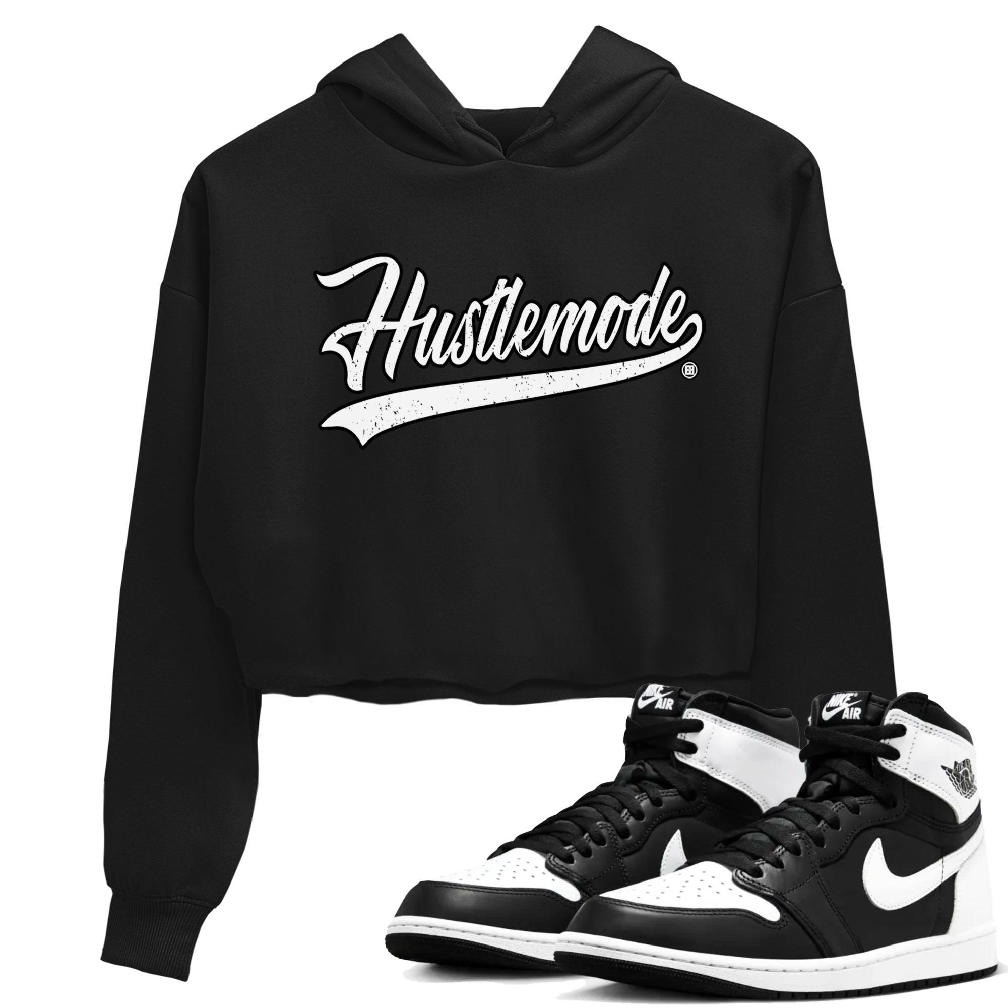 Hustle Mode snkmatch Women's Top - Air Jordan 1 Black White