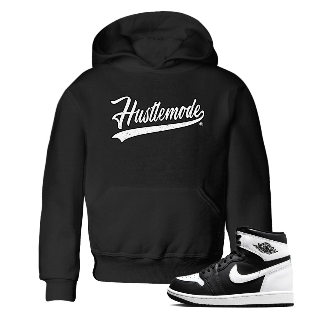Hustle Mode snkmatch Tees Kids - Air Jordan 1 Black White