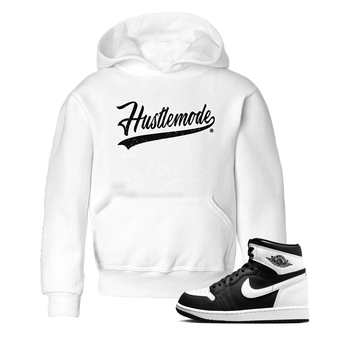 Hustle Mode snkmatch Tees Kids - Air Jordan 1 Black White