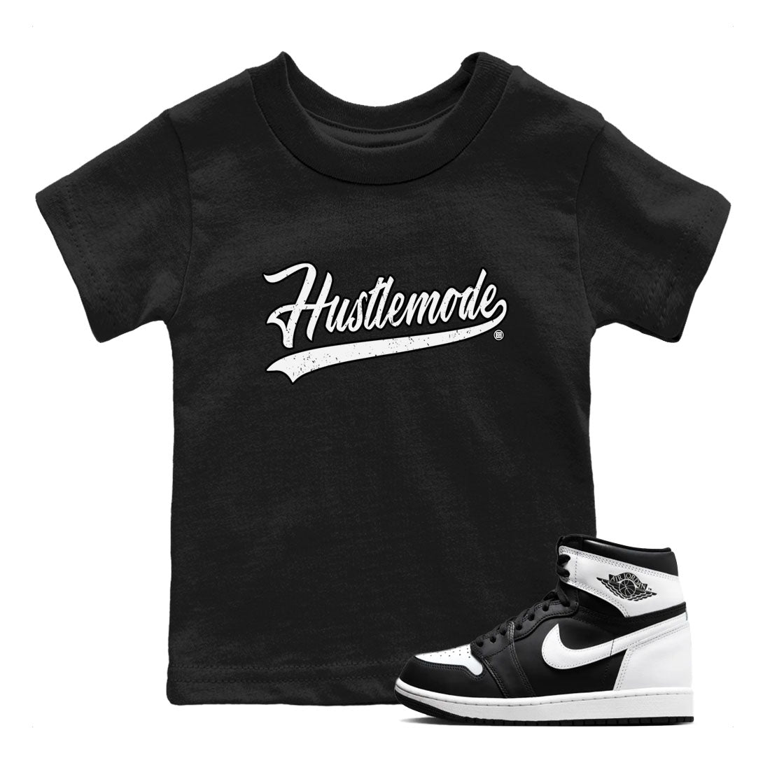 Hustle Mode snkmatch Tees Kids - Air Jordan 1 Black White