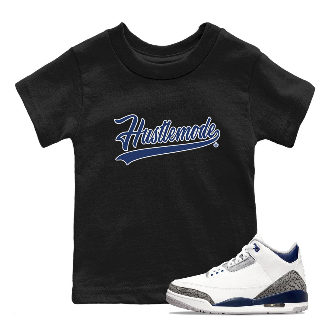 Hustle Mode snkmatch Tees Kids - Air Jordan 3 Midnight Navy 2023