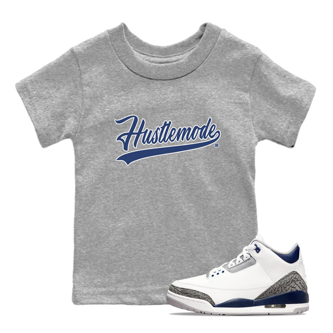 Hustle Mode snkmatch Tees Kids - Air Jordan 3 Midnight Navy 2023