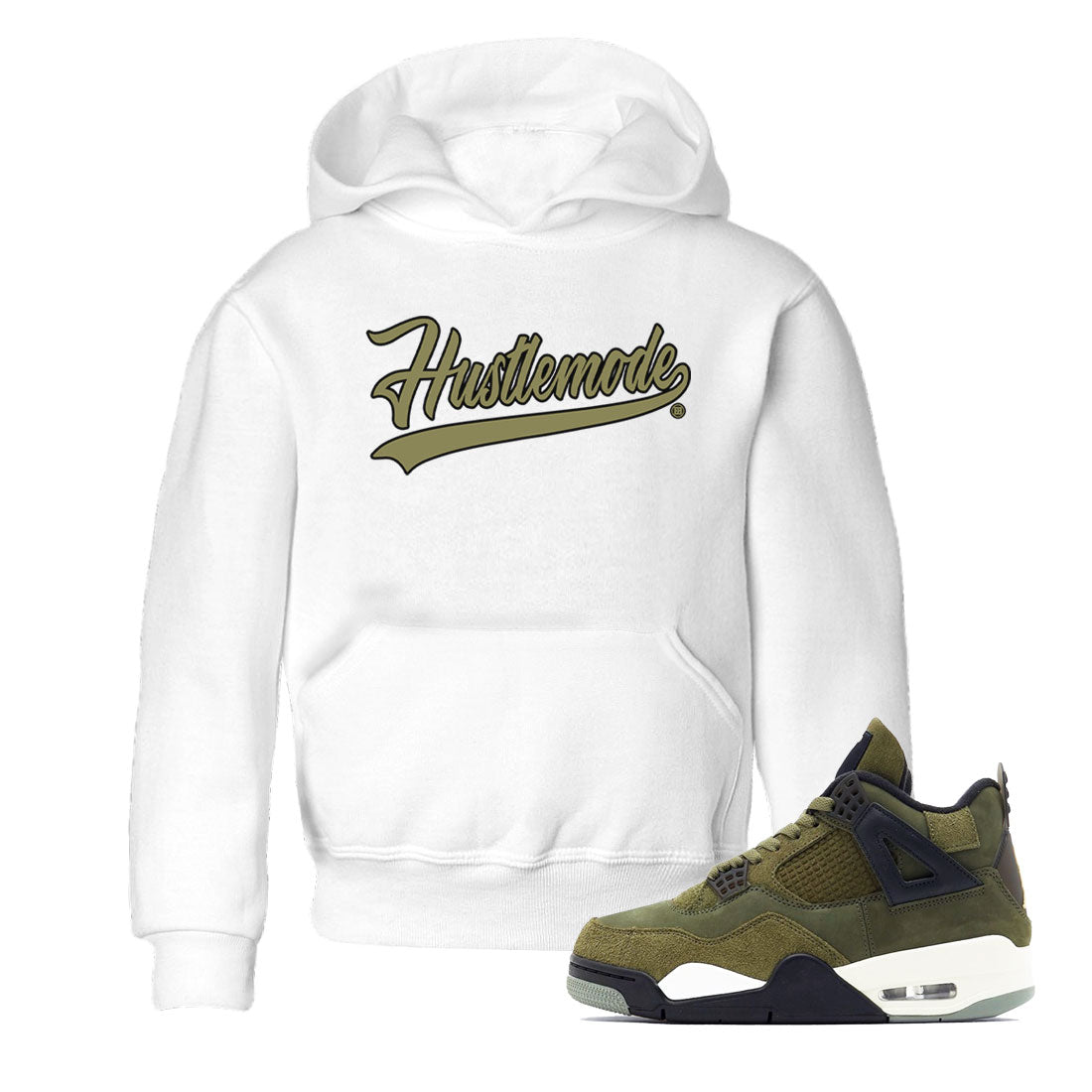 Hustle Mode snkmatch Tee Kids - Air Jordan 4 Medium Olive