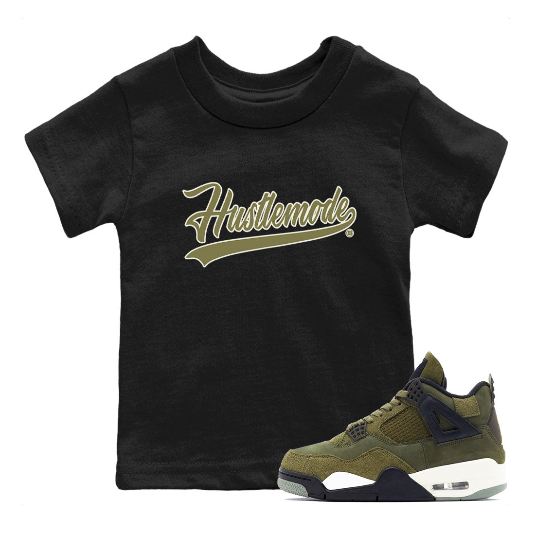 Hustle Mode snkmatch Tee Kids - Air Jordan 4 Medium Olive