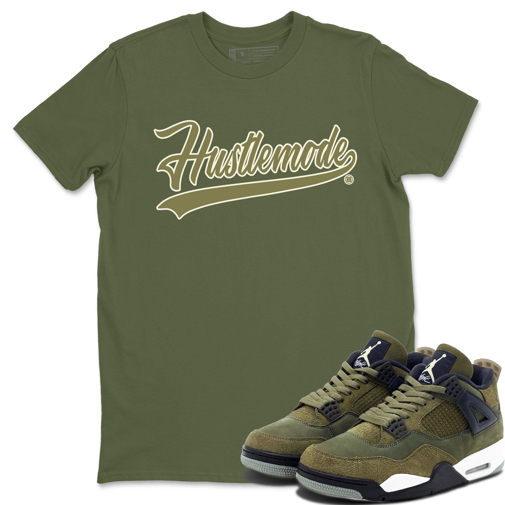 Hustle Mode snkmatch Tee - Air Jordan 4 Medium Olive