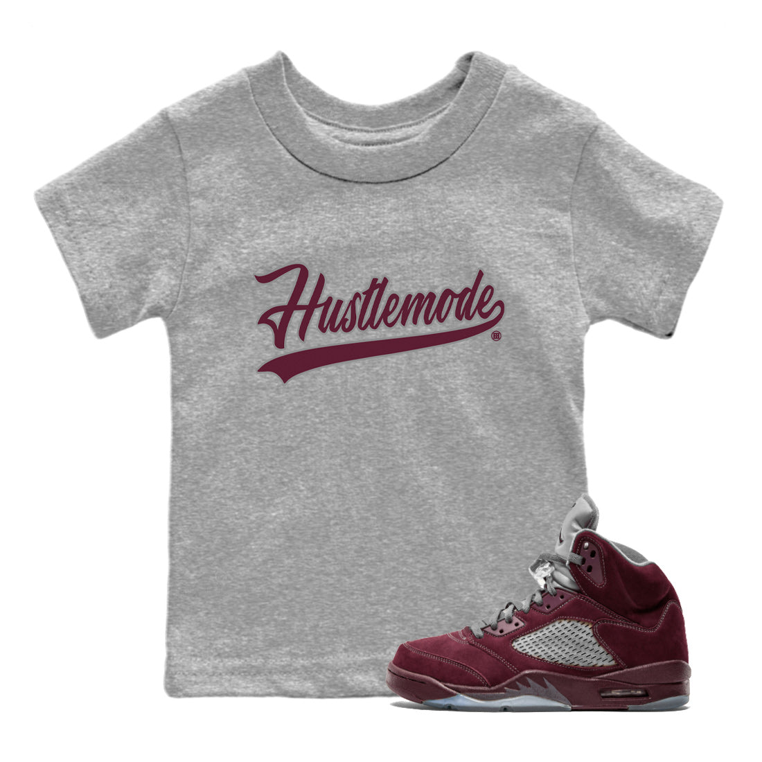Hustle Mode Kids Tops - Air Jordan 5 Burgundy