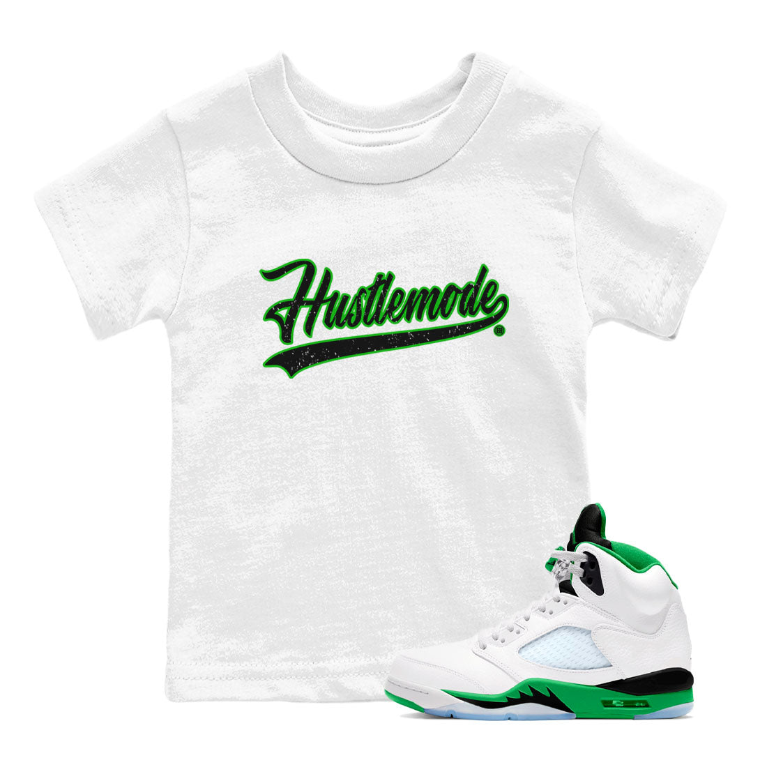 Hustle Mode snkmatch Tees Kids - Air Jordan 5 Lucky Green