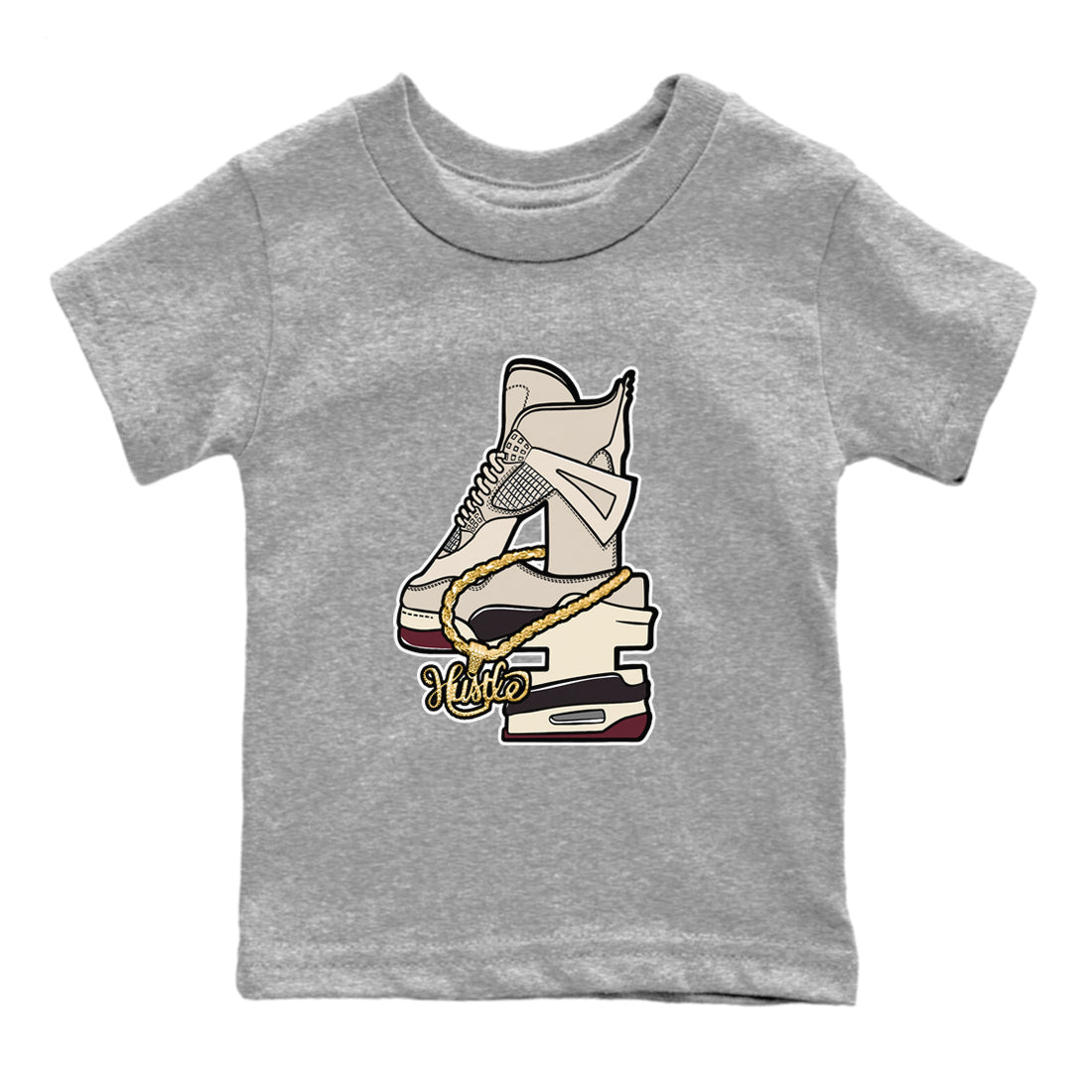 Hustle Number 4 snkmatch Tees Kids - Air Jordan 4 A Ma Maniere x Fossil Stone