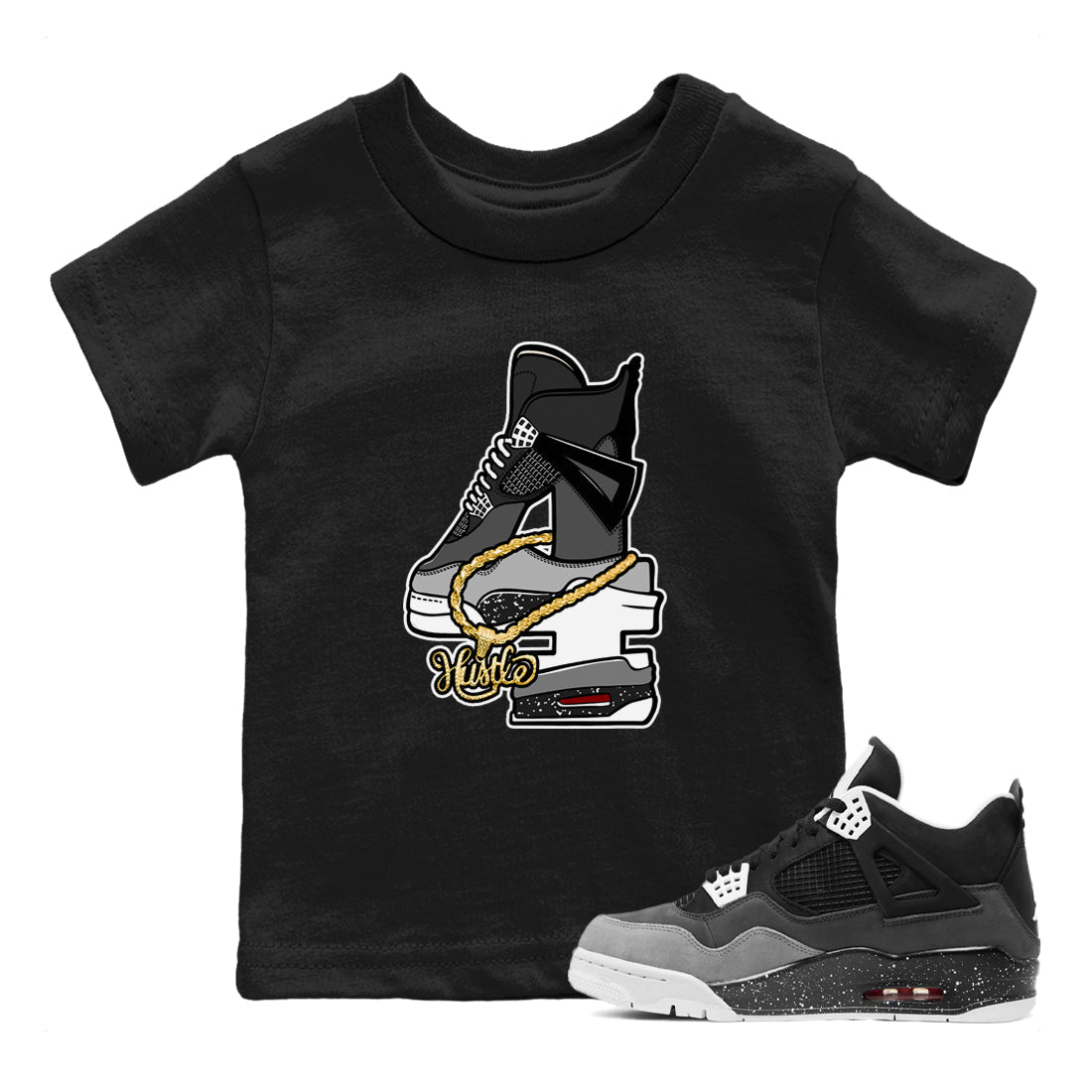 Hustle Number 4 snkmatch Tees Kids - Air Jordan 4 Fear