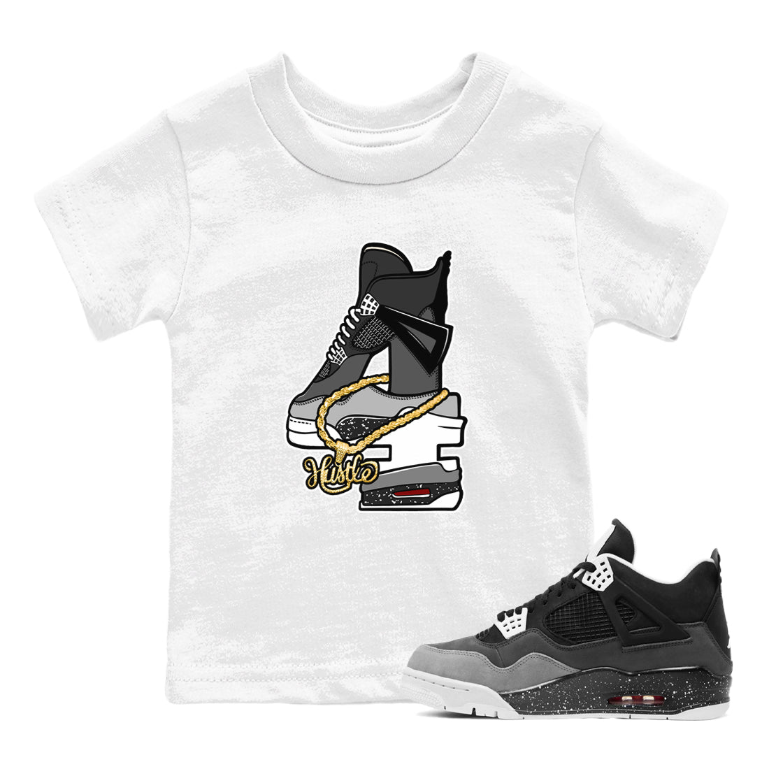Hustle Number 4 snkmatch Tees Kids - Air Jordan 4 Fear