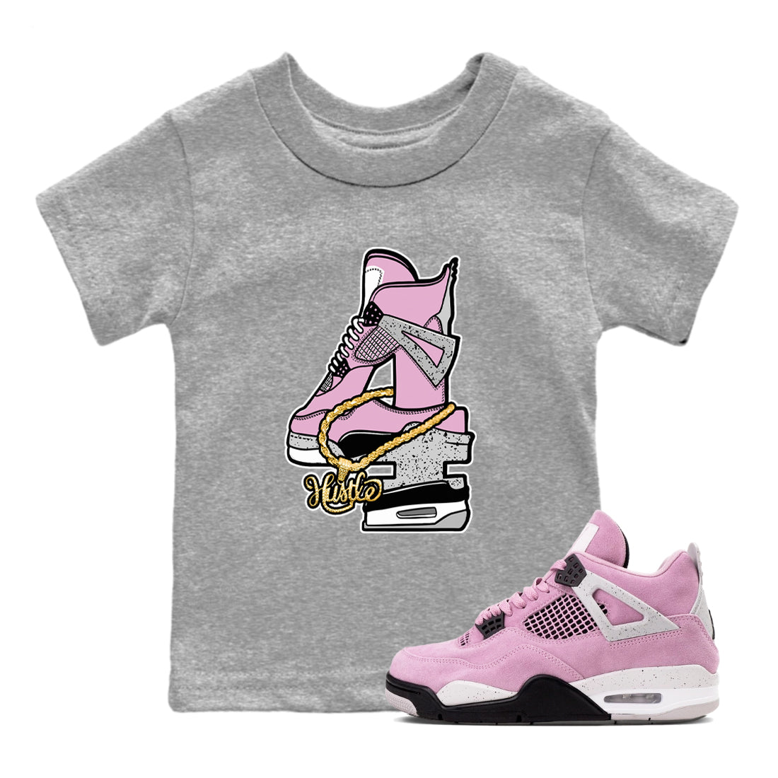 Hustle Number 4 snkmatch Tees Kids - Air Jordan 4 Orchid
