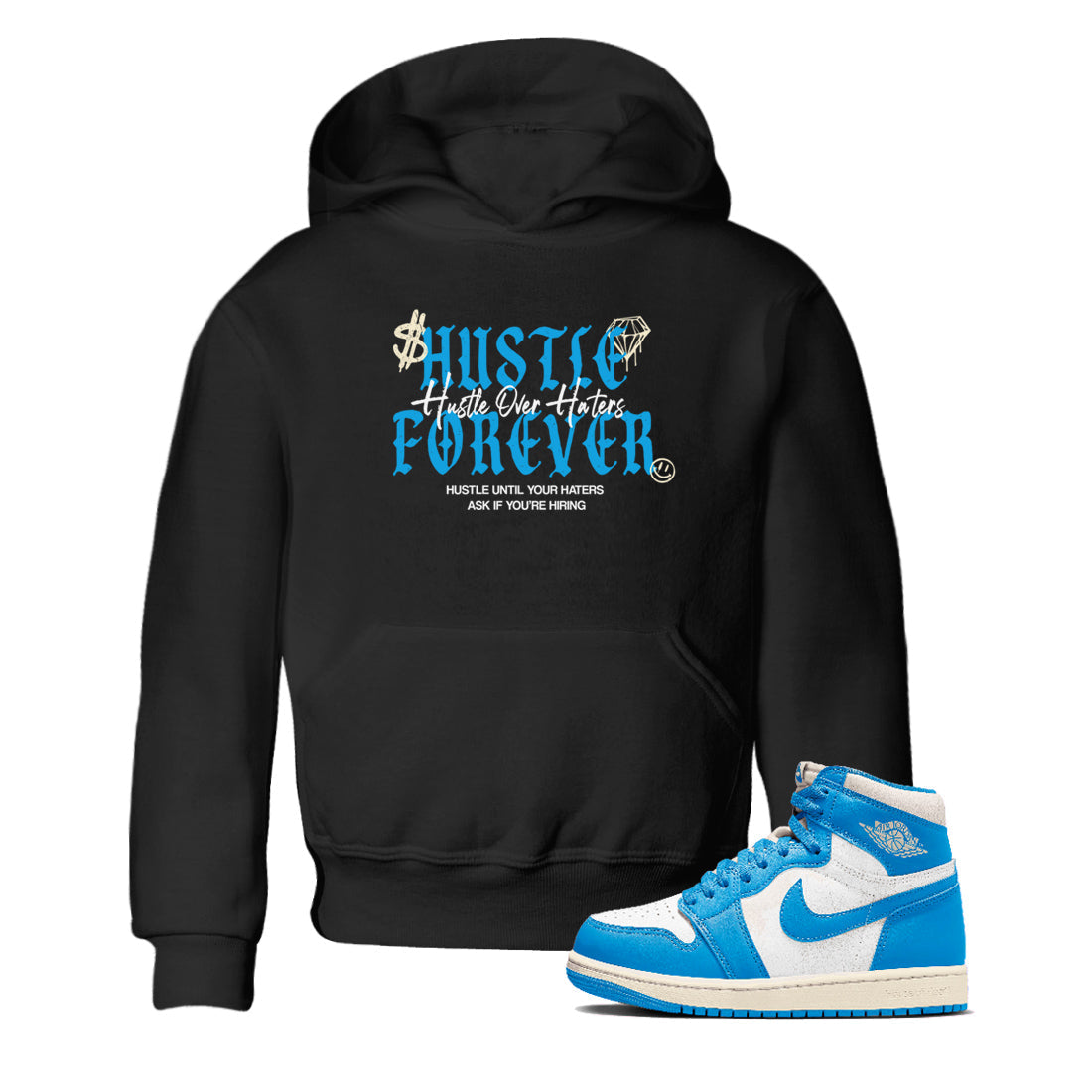 Hustle Over Haters snkmatch Tees Kids - Air Jordan 1 UNC Reimagined