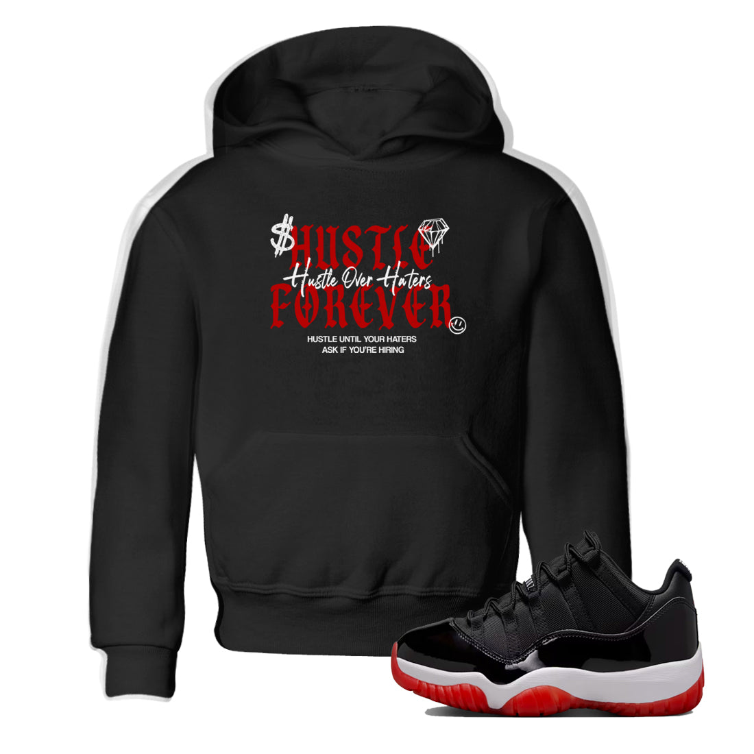 Hustle Over Haters snkmatch Tees Kids - Air Jordan 11 Bred