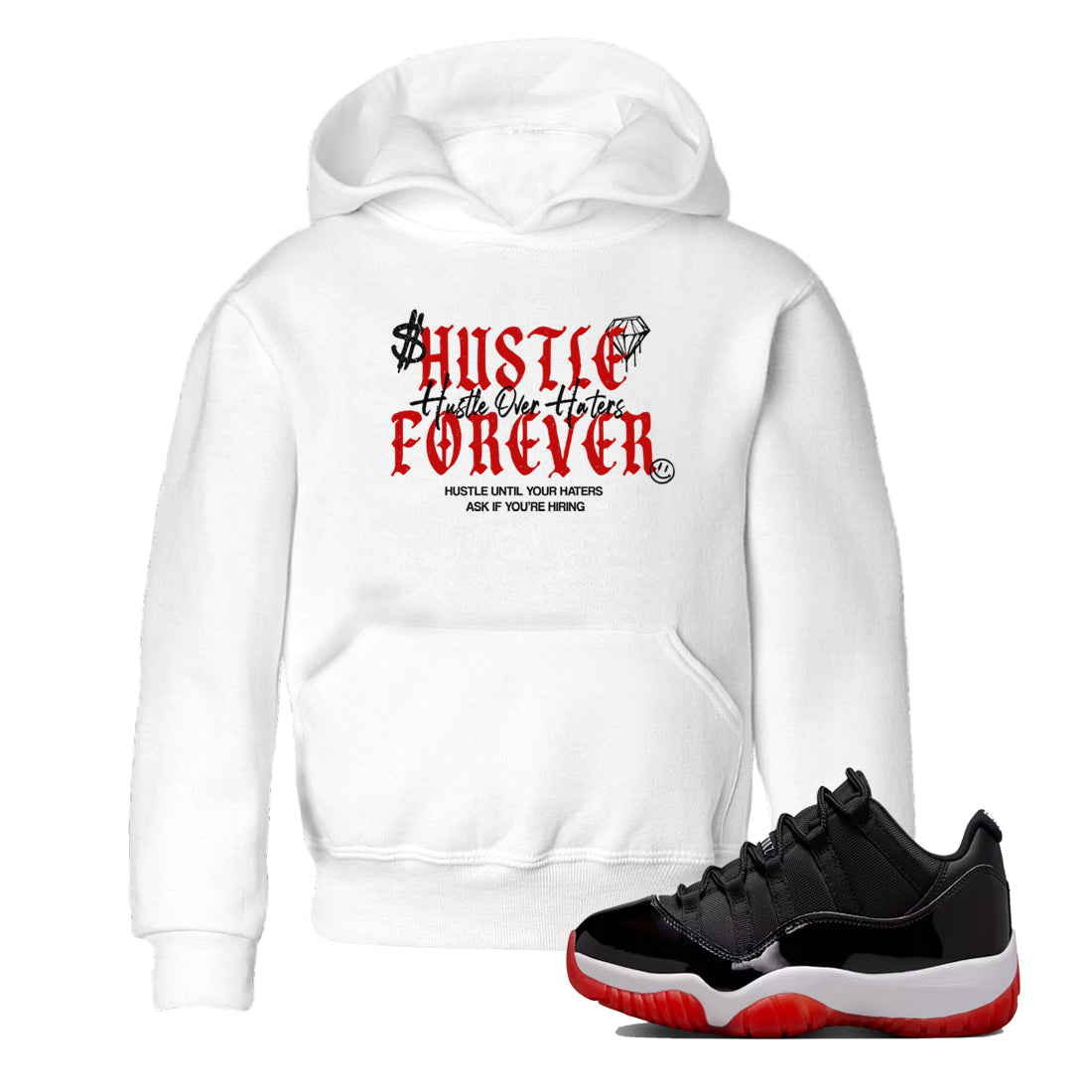 Hustle Over Haters snkmatch Tees Kids - Air Jordan 11 Bred