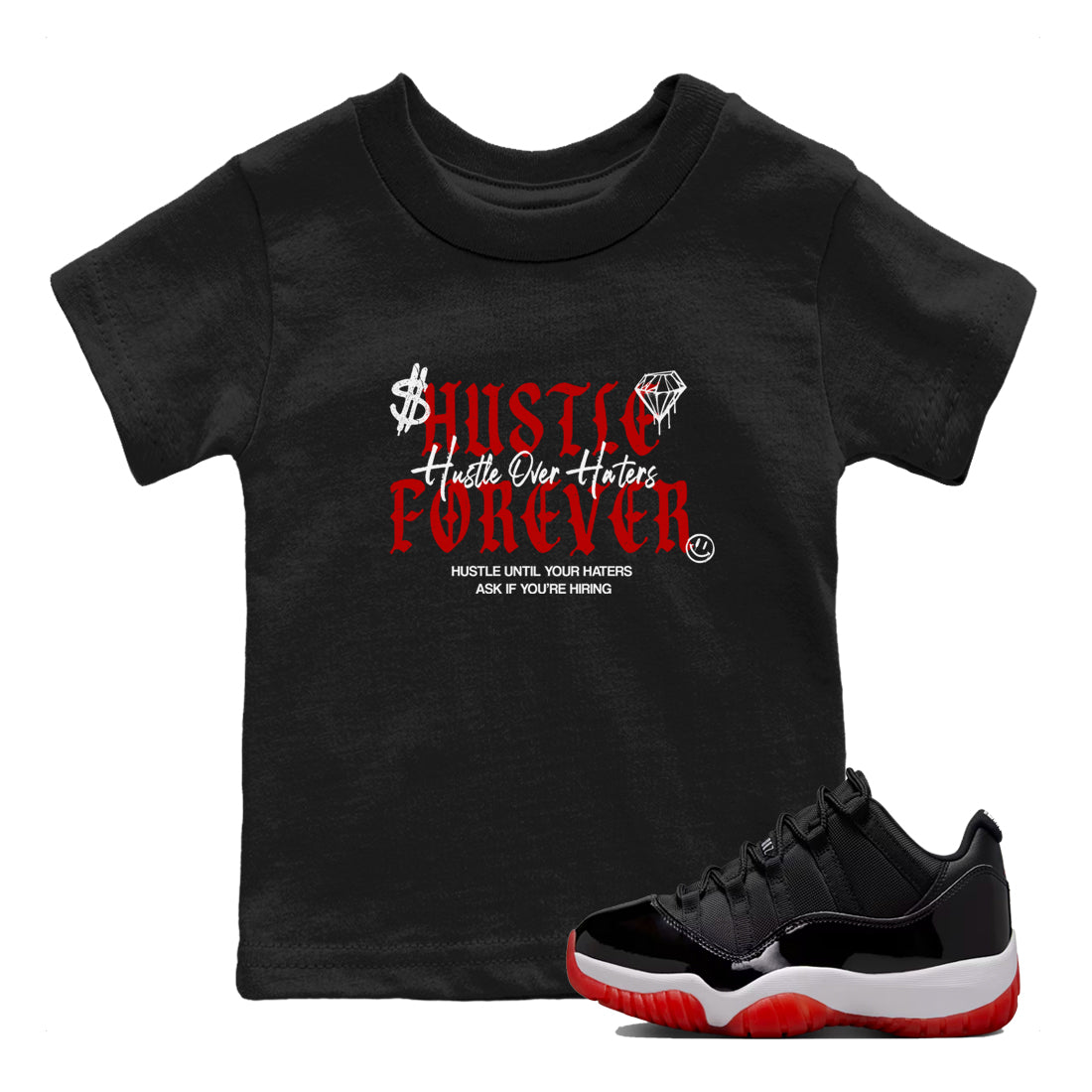 Hustle Over Haters snkmatch Tees Kids - Air Jordan 11 Bred