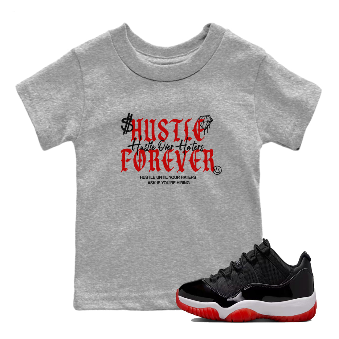 Hustle Over Haters snkmatch Tees Kids - Air Jordan 11 Bred