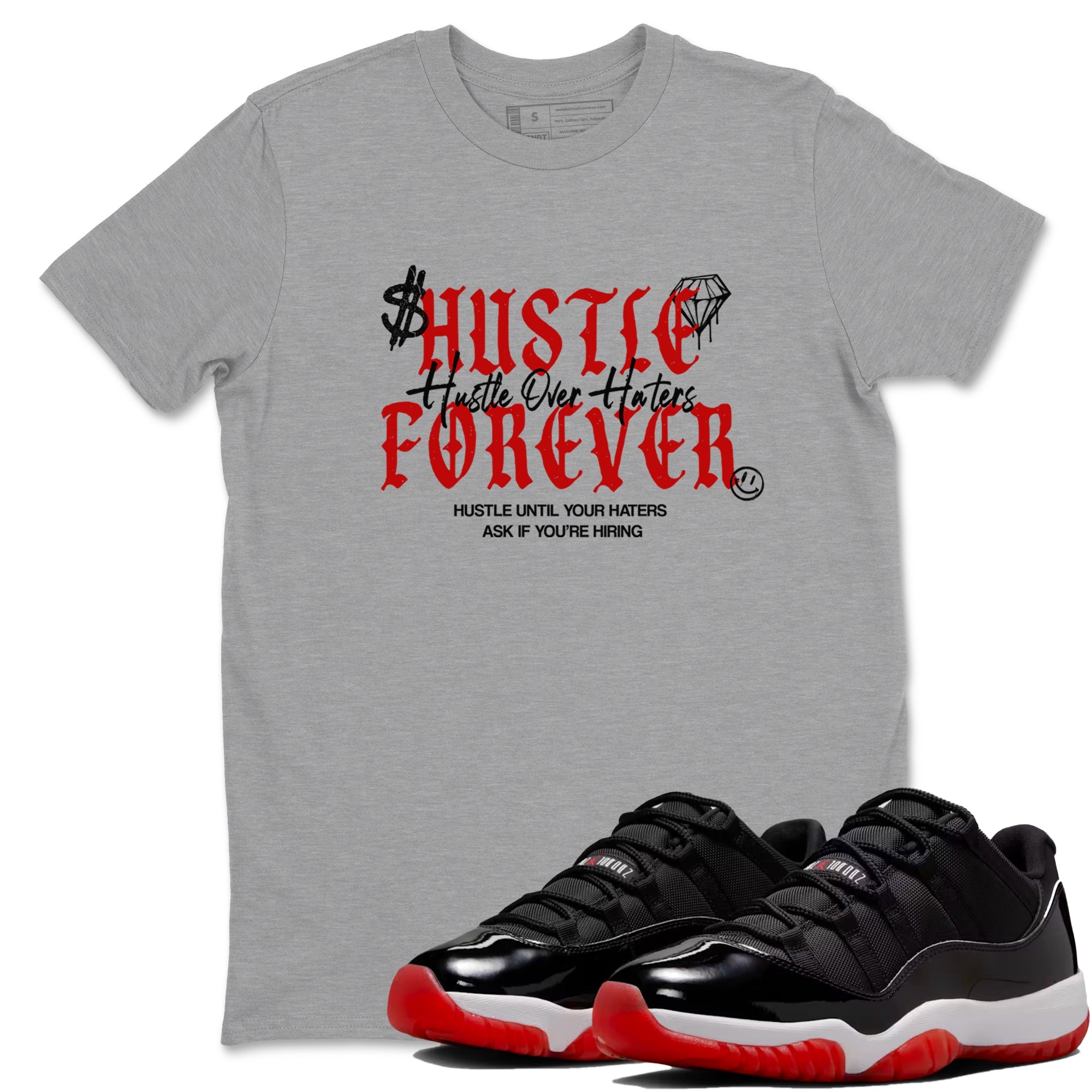 Hustle Over Haters snkmatch Tees - Air Jordan 11 Bred