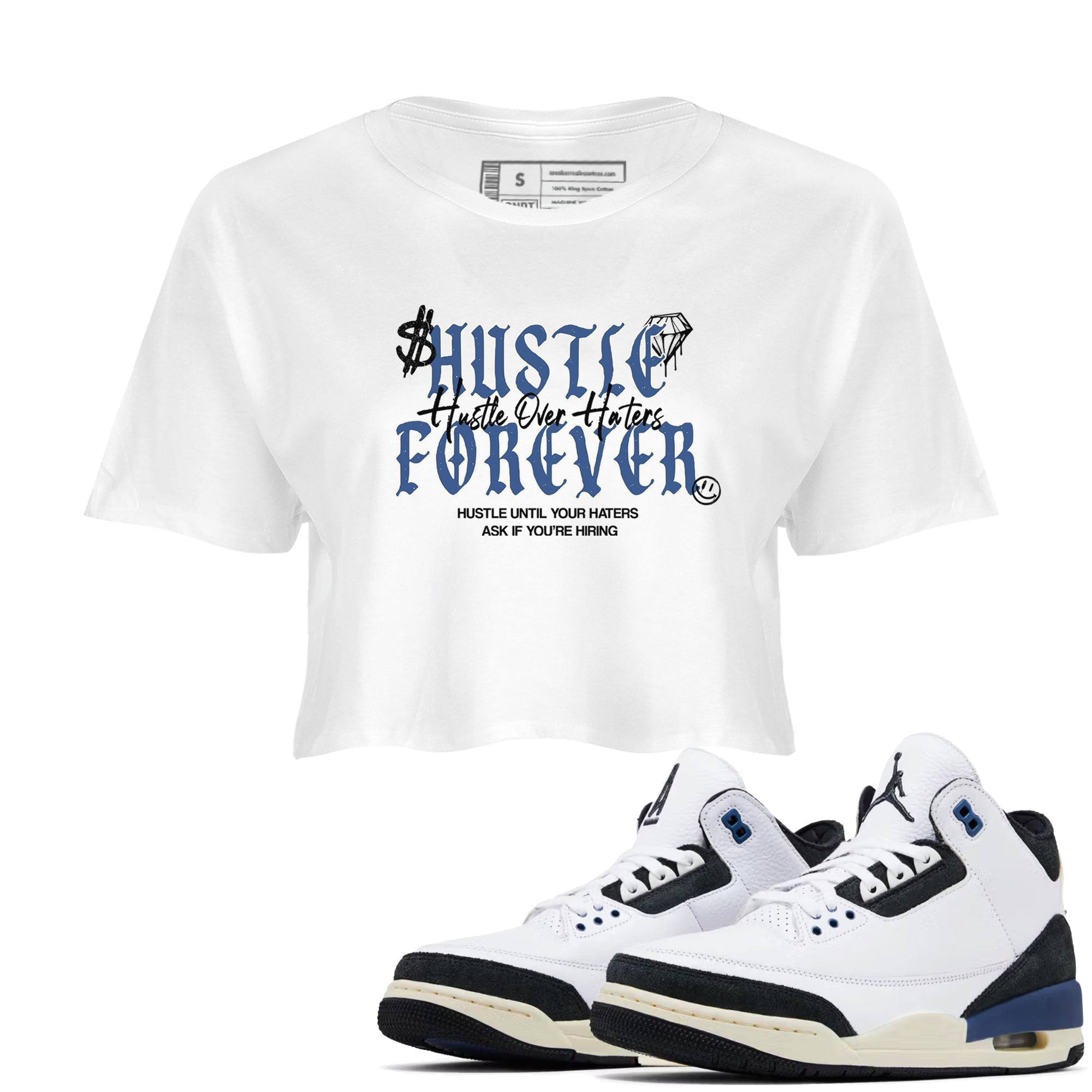 Hustle Over Haters snkmatch Women's Top - Air Jordan 3 A Ma Maniere x Diffused Blue