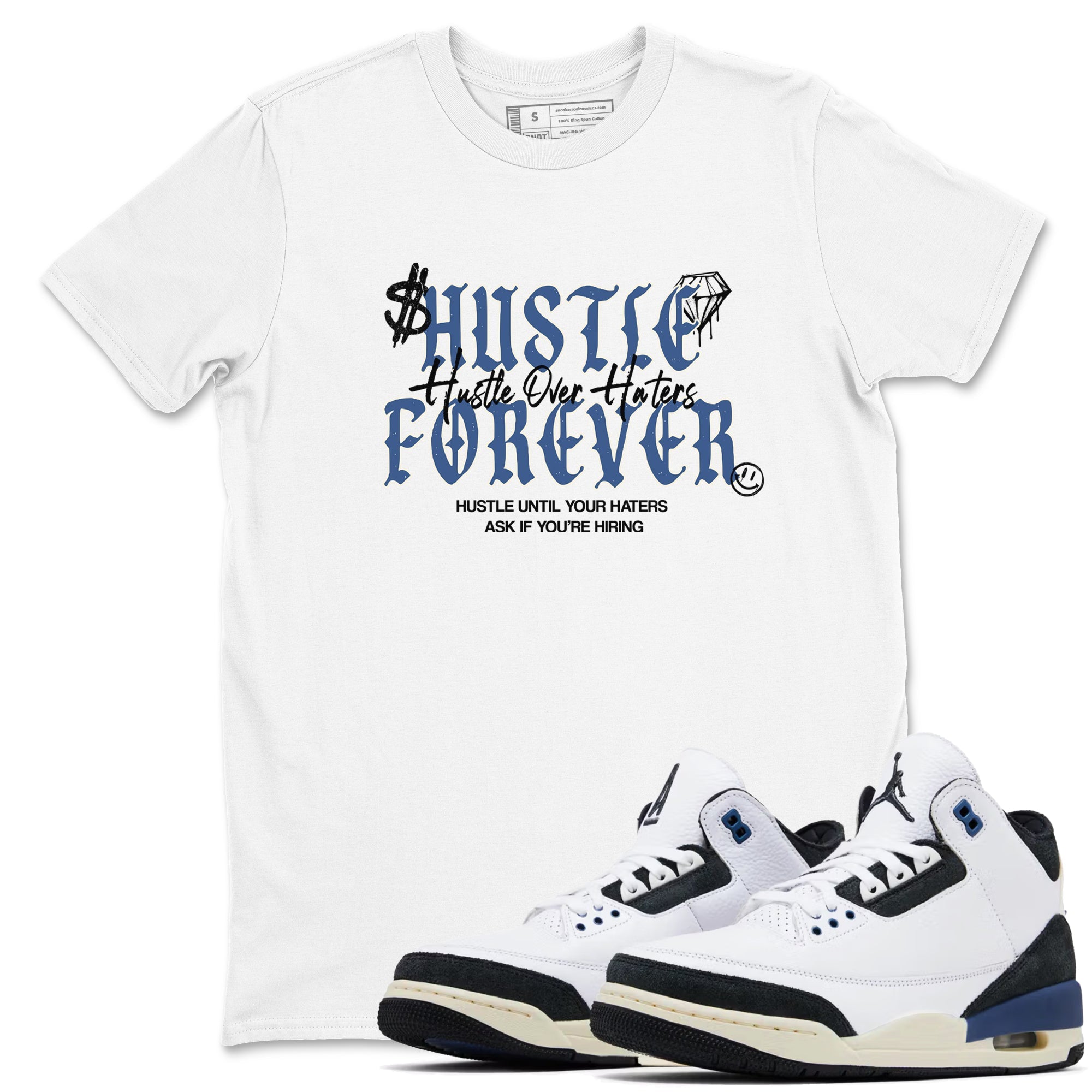 Hustle Over Haters snkmatch Tees - Air Jordan 3 A Ma Maniere x Diffused Blue