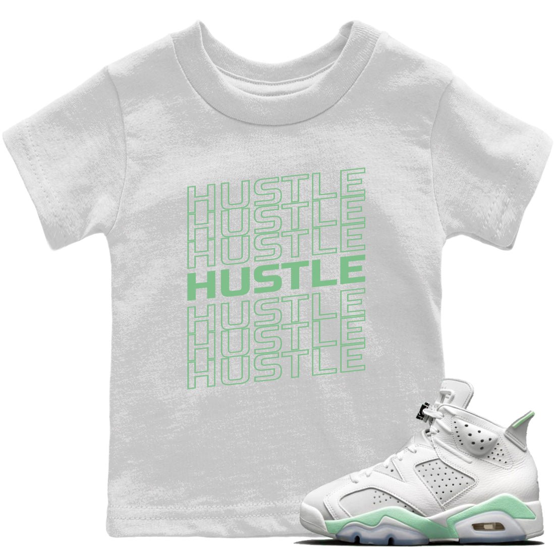 Hustle Typo Kids Tops - Air Jordan 6 Mint Foam