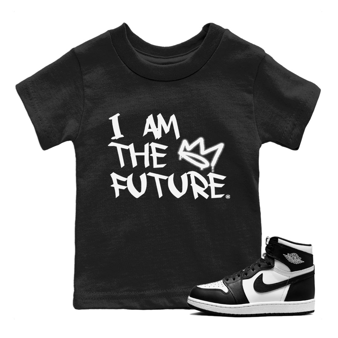 I Am The Future Kids Tops - Air Jordan 1 Black White