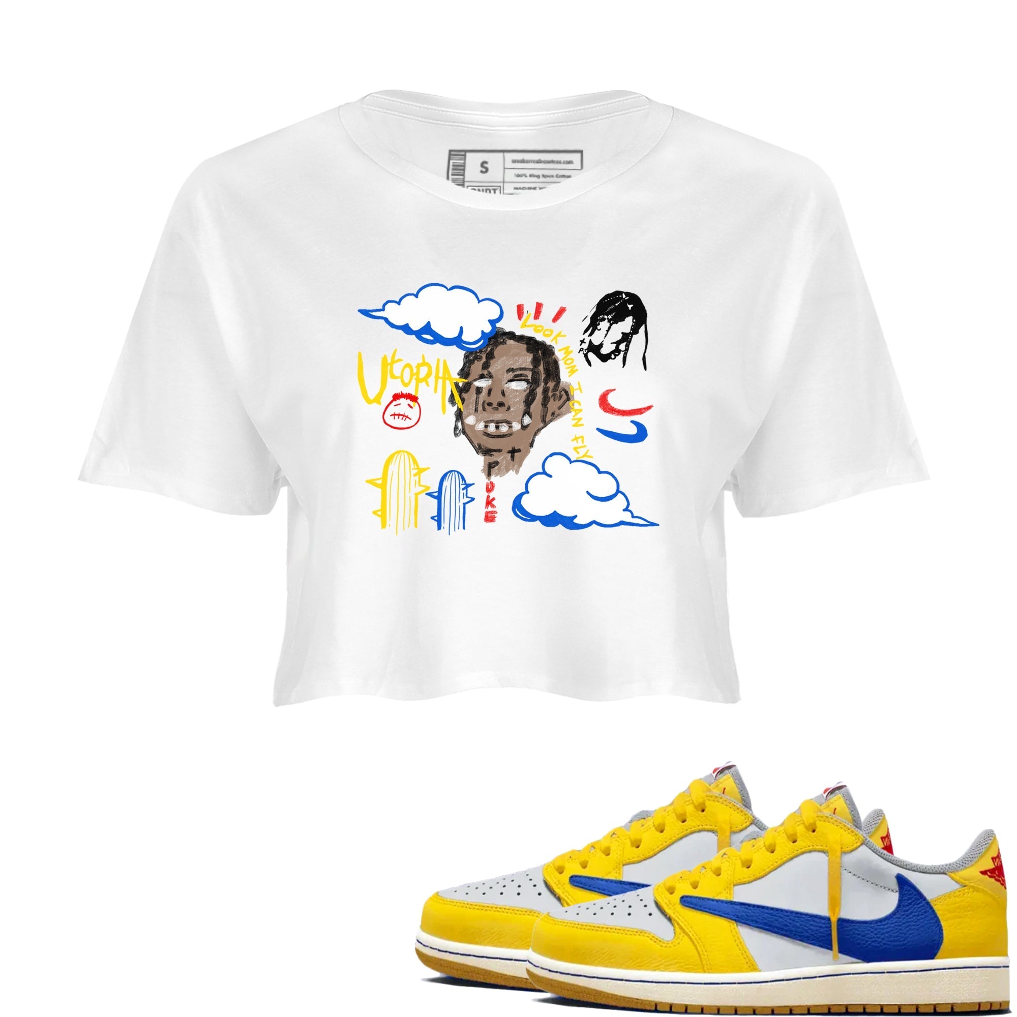 I Can Fly snkmatch Women's Top - Air Jordan 1 Travis Scott Canary