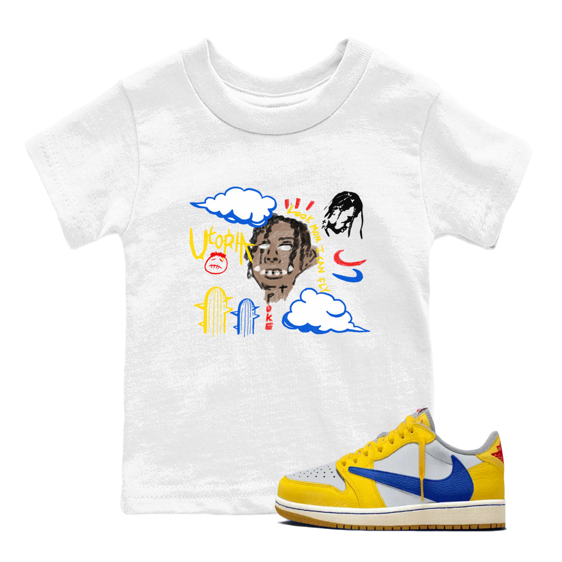 I Can Fly snkmatch Tees Kids - Air Jordan 1 Travis Scott Canary
