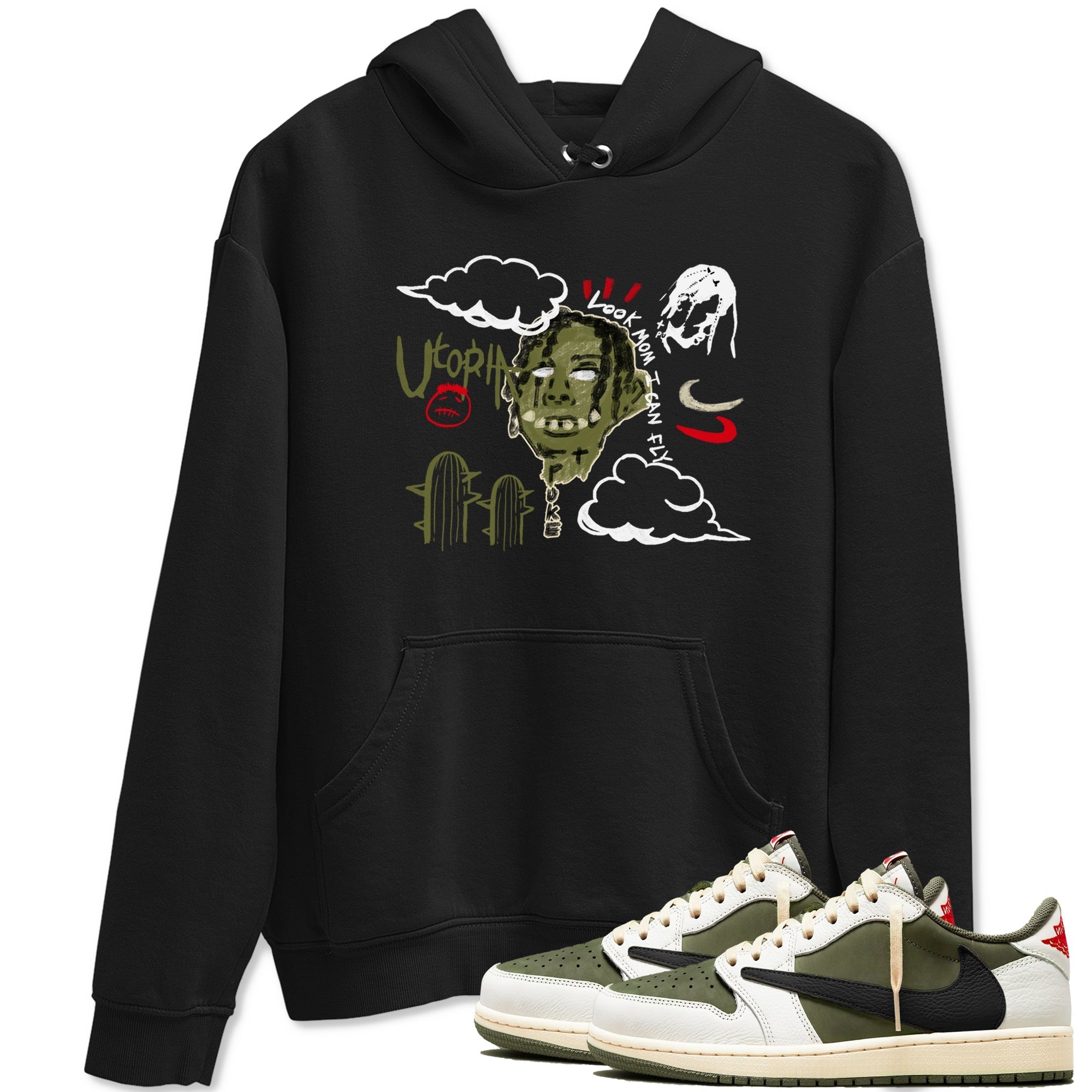 I Can Fly snkmatch Tees - Air Jordan 1 Travis Scott Medium Olive