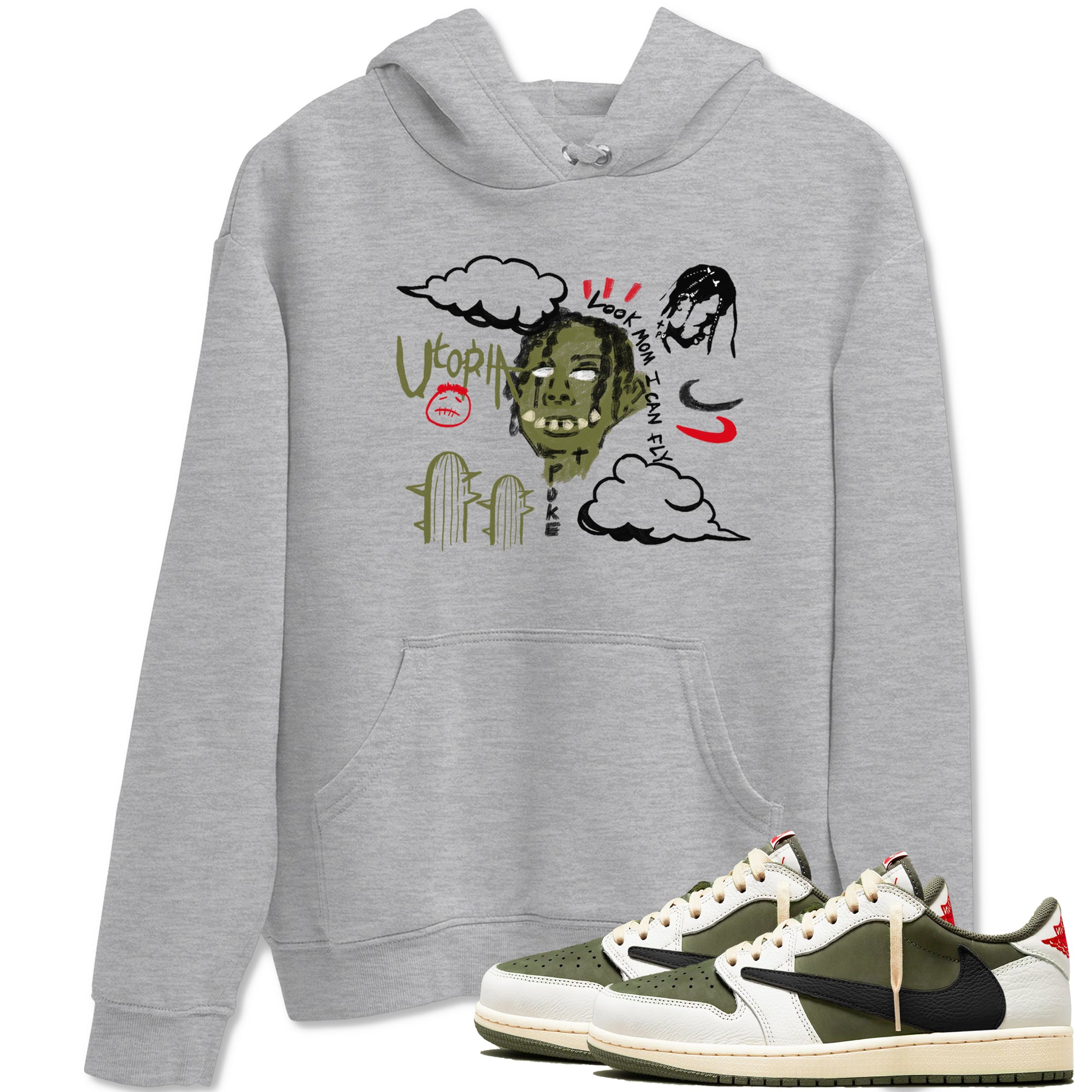I Can Fly snkmatch Tees - Air Jordan 1 Travis Scott Medium Olive