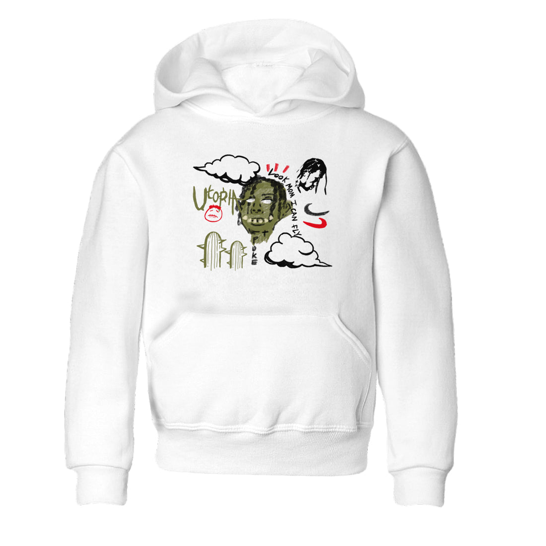 I Can Fly snkmatch Tees Kids - Air Jordan 1 Travis Scott Medium Olive