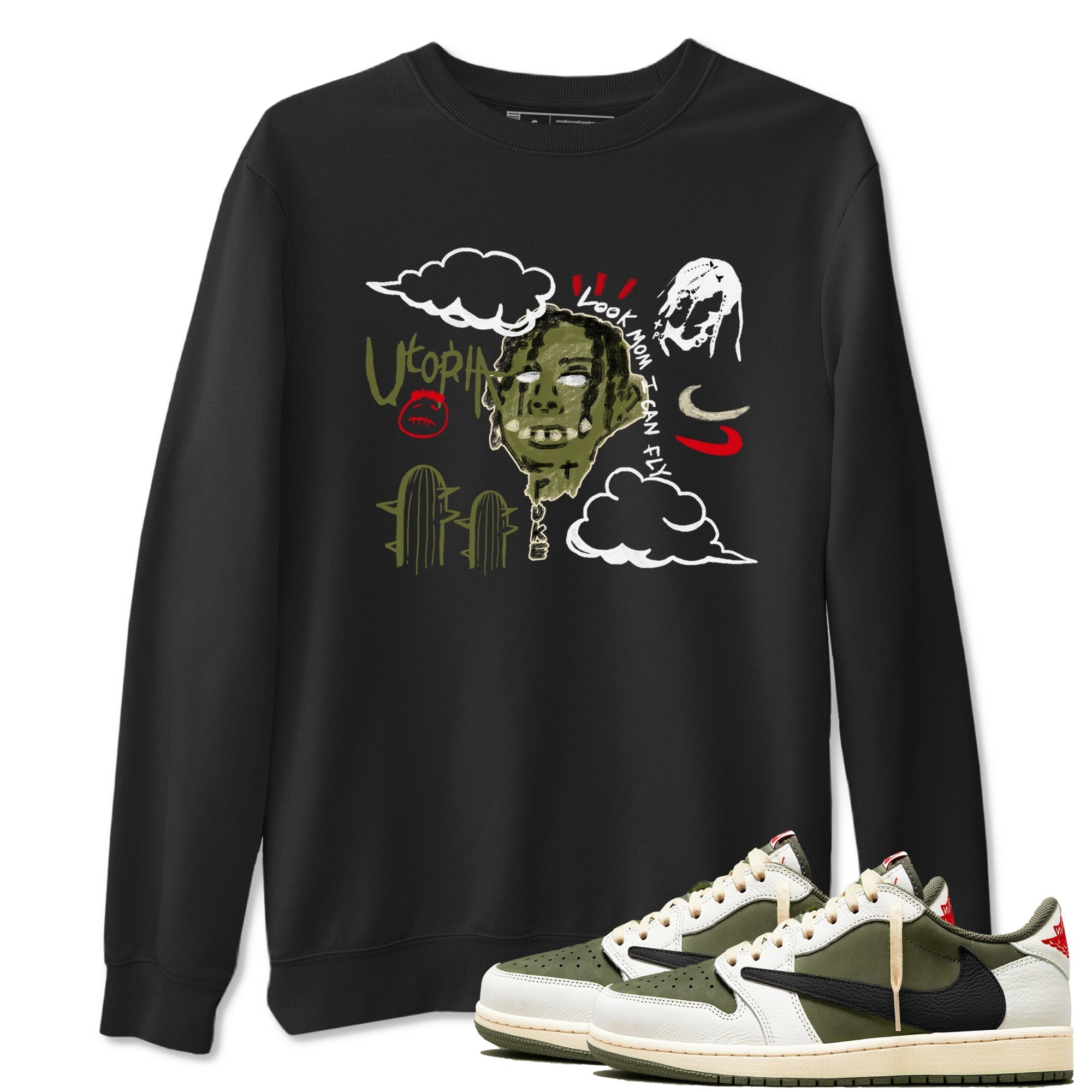 I Can Fly snkmatch Tees - Air Jordan 1 Travis Scott Medium Olive