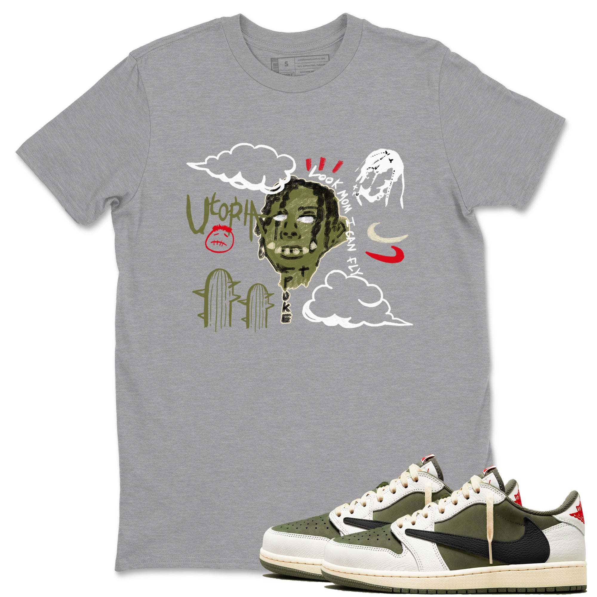 I Can Fly snkmatch Tees - Air Jordan 1 Travis Scott Medium Olive