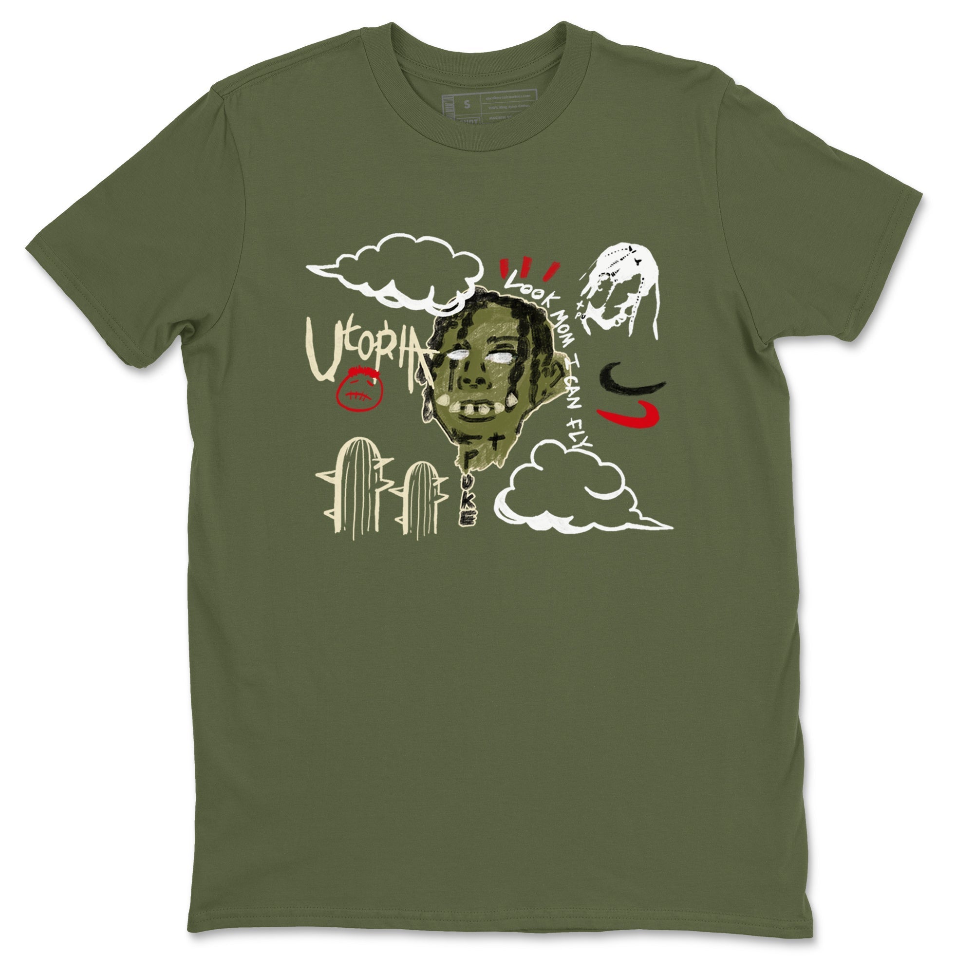 I Can Fly snkmatch Tees - Air Jordan 1 Travis Scott Medium Olive